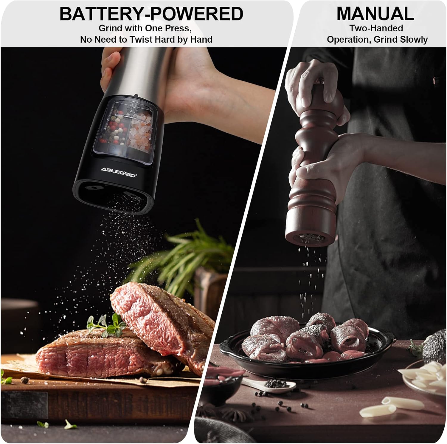 Efficiently Grind Salt Pepper with Intuitive Controls
