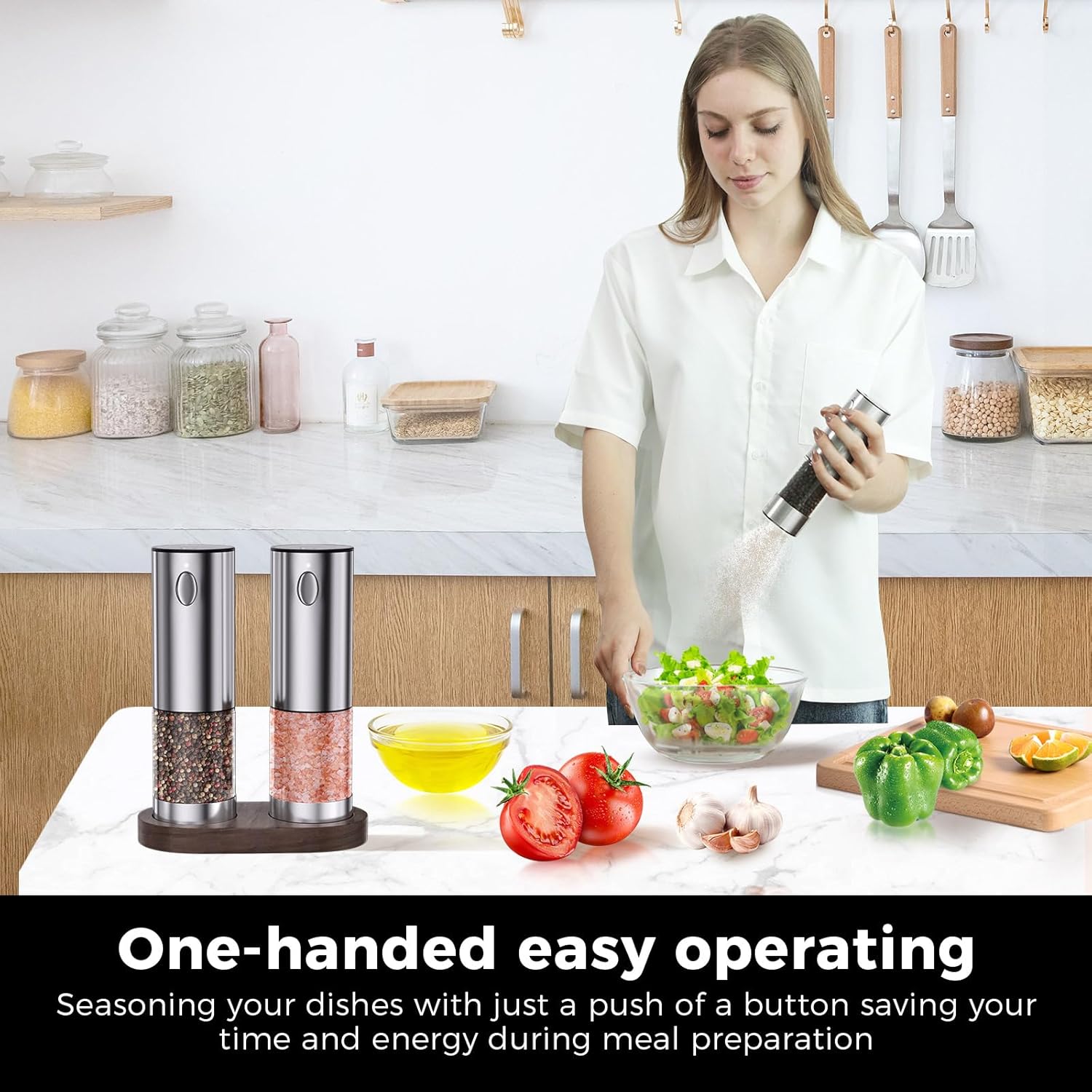 Electric Salt Pepper Grinder Set