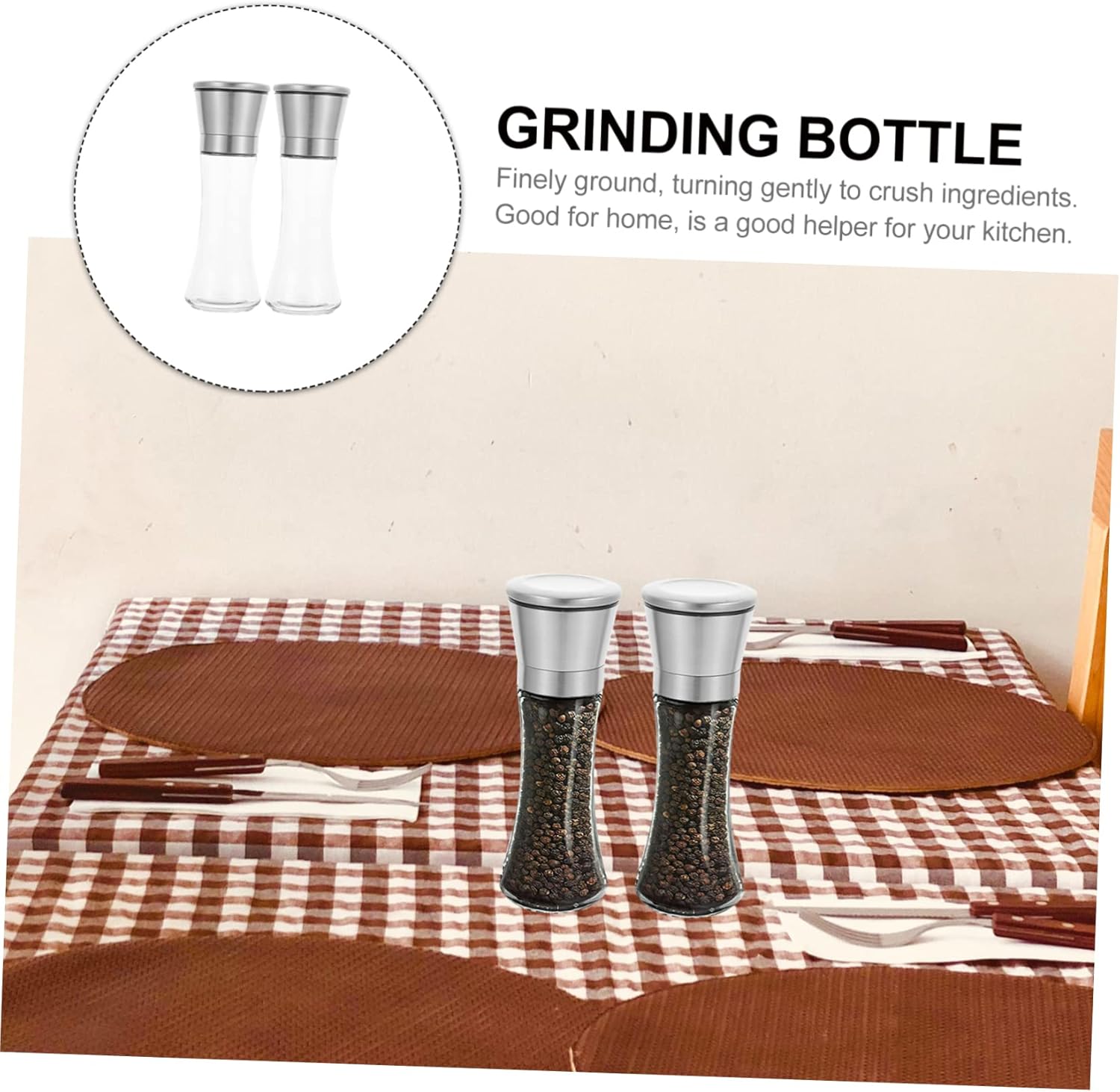 Easy Pepper grinder for Home 2PCS Refillable Salt Pepper Set
