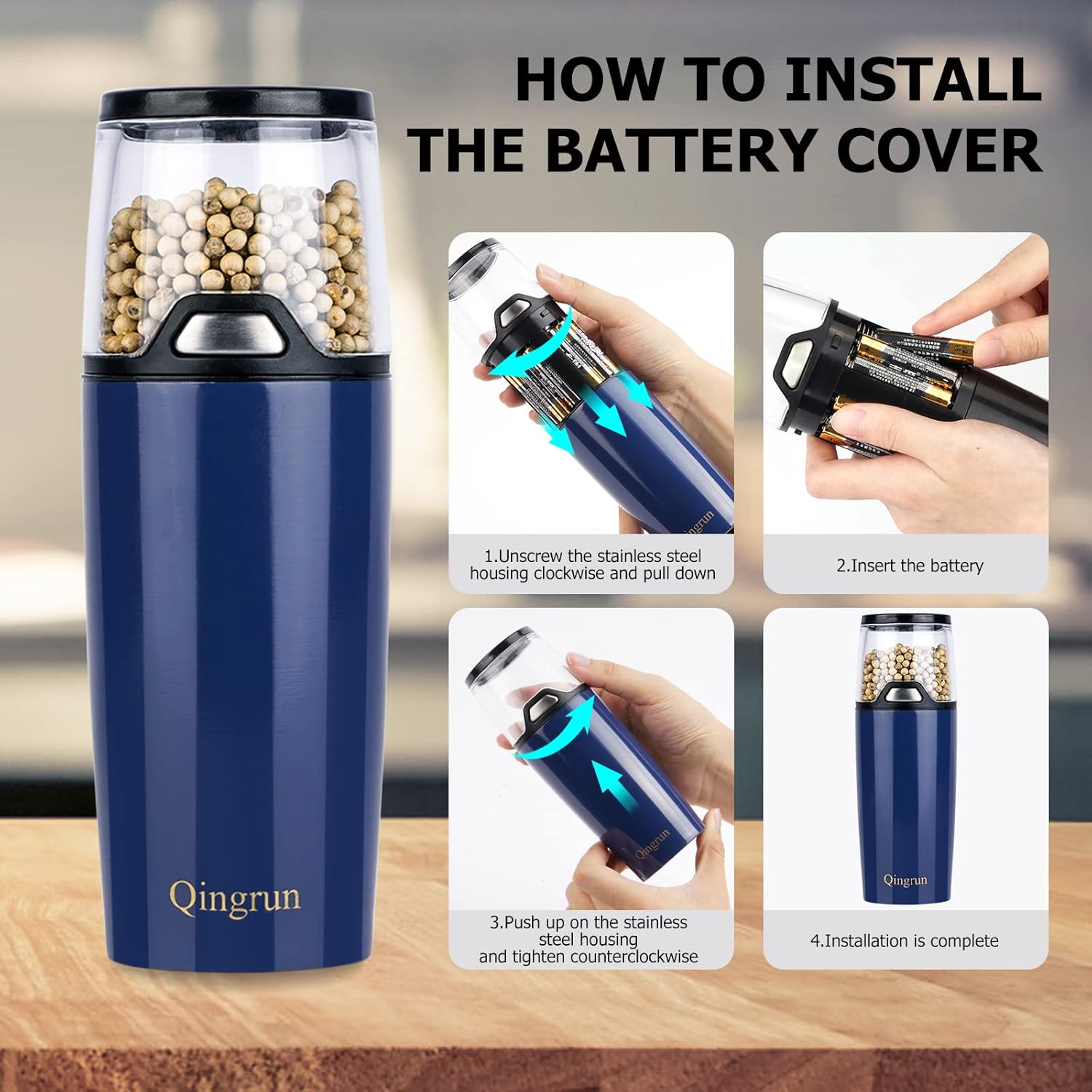 Electric Salt or Pepper Grinder with LED Light