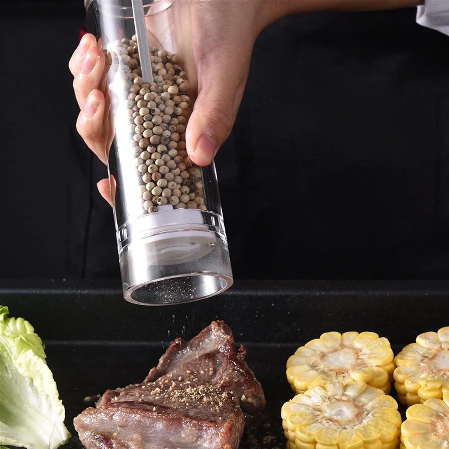 LEIXIUSM Sky Adjustable Salt Pepper Mill 6-inch Clear Acrylic