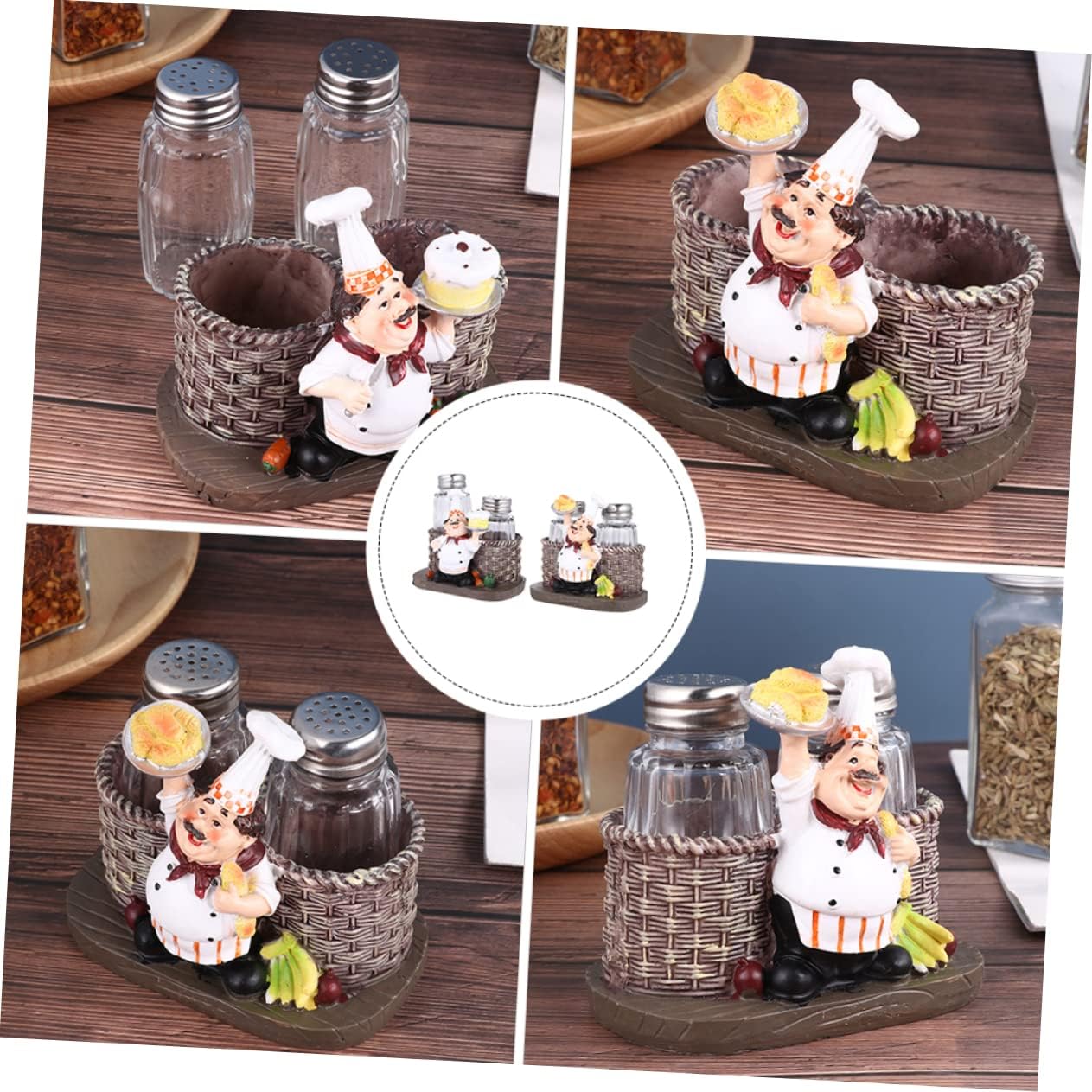 Alipis Salt and Pepper Shaker Set with Chef Statue