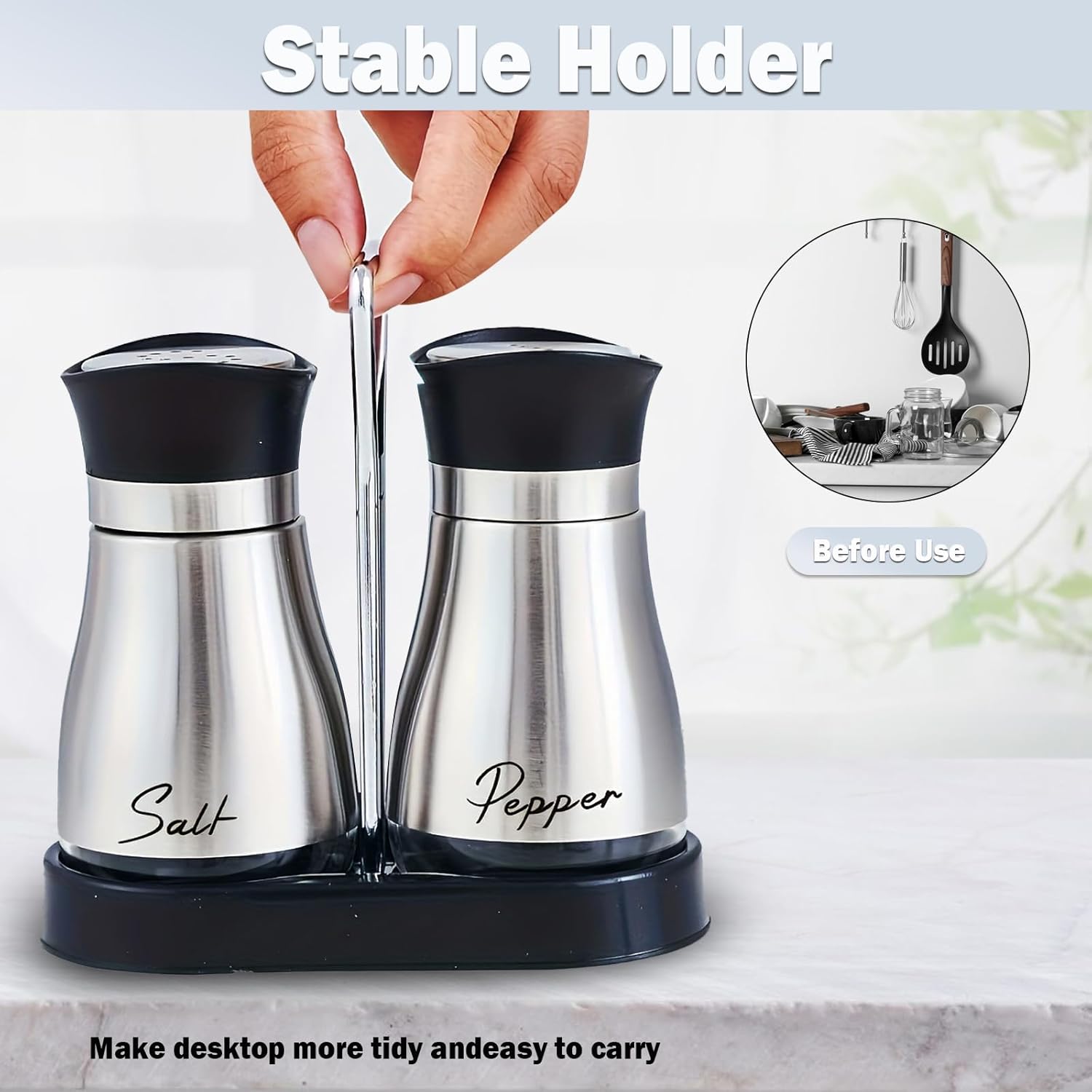 EOREA Black White Salt Pepper Shakers Set