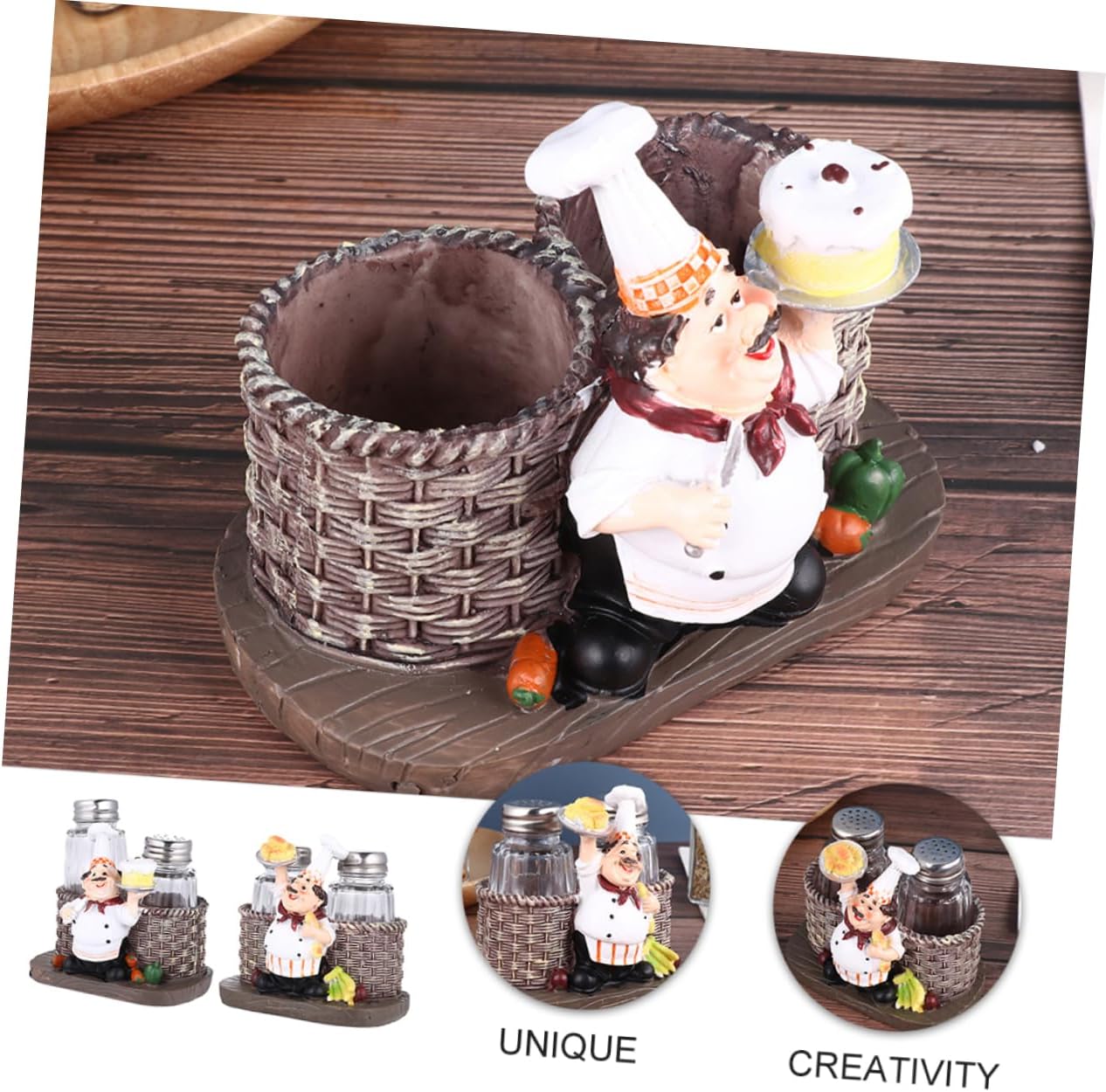 LABRIMP Resin Chef Salt Pepper Shaker Set