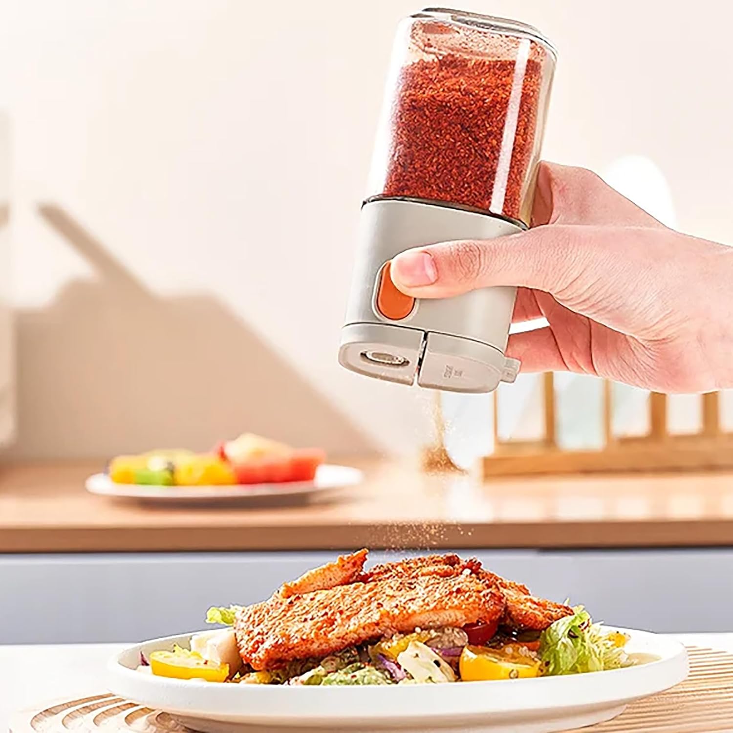 BINGONE Glass Salt Pepper Shaker Set with Quantitative Control