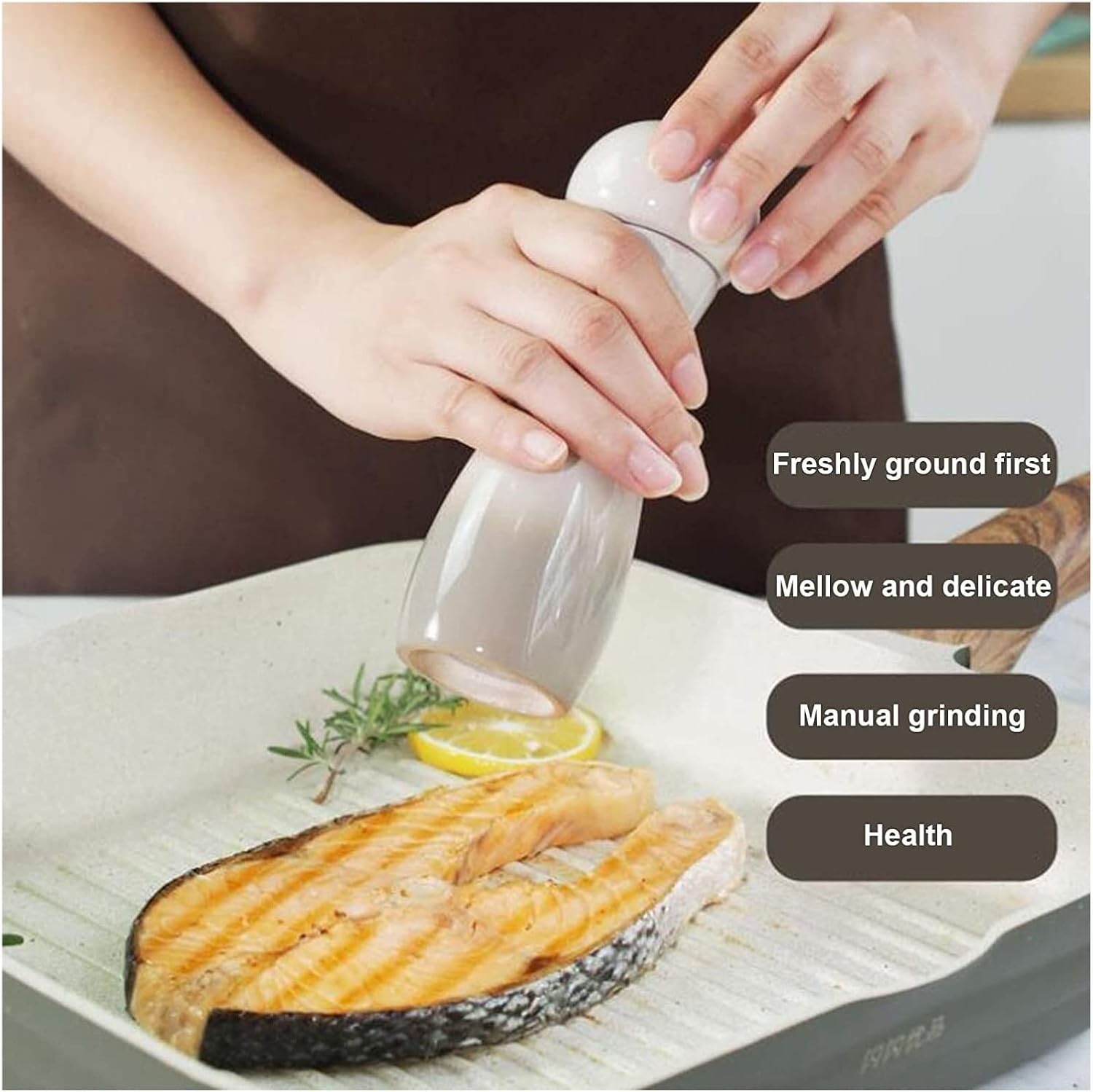 Adjustable Ceramic Salt Pepper Mill Set Double-Ended Refillable
