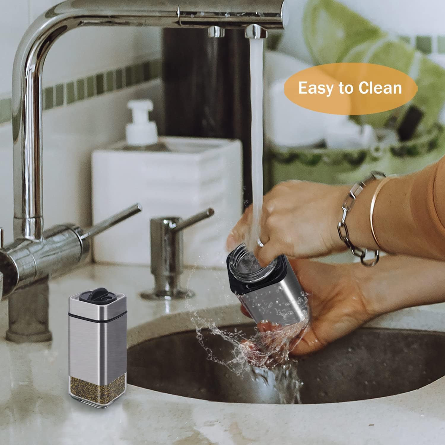 Stylish Salt Pepper Shakers by Aelga with Adjustable Holes for Perfect Measures