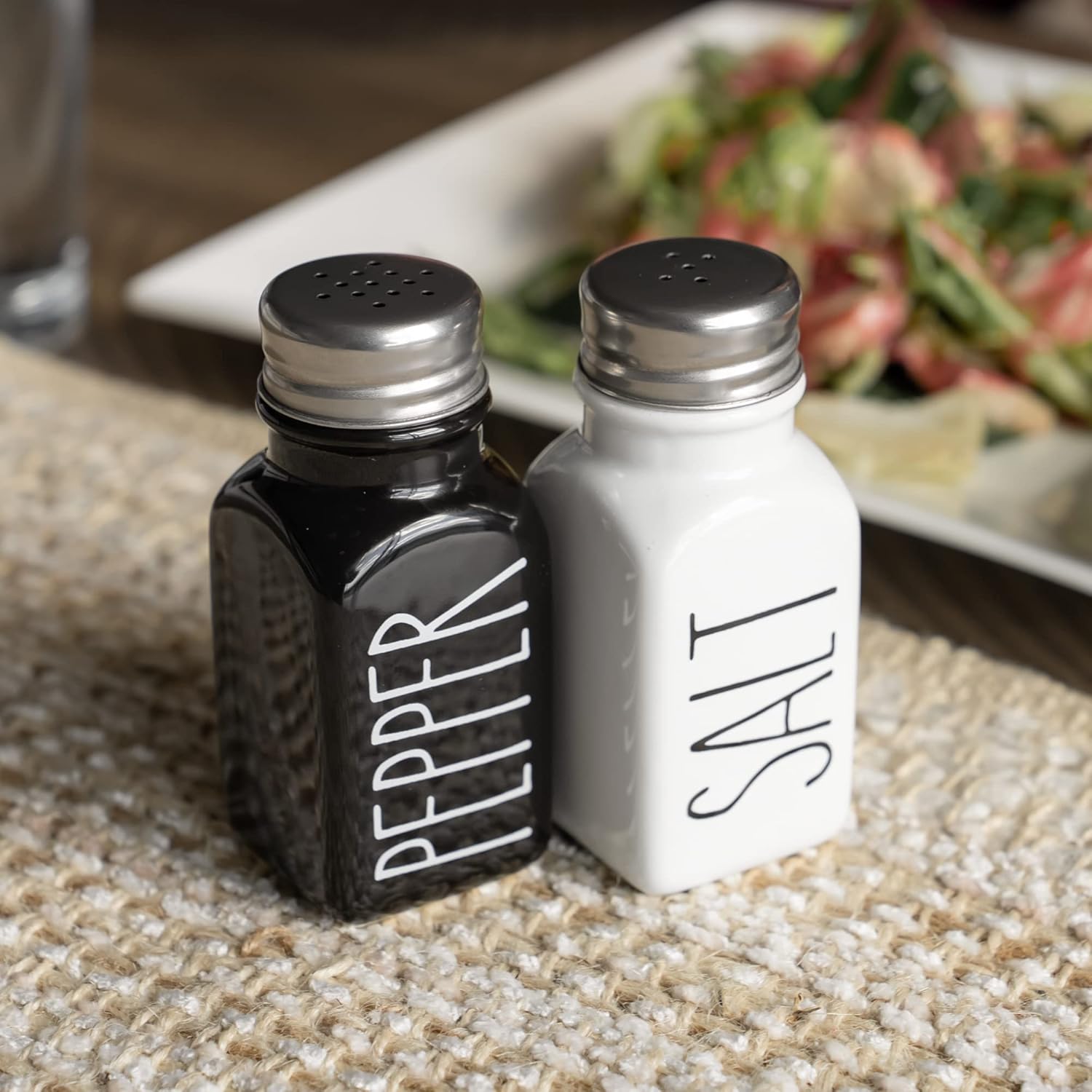 F Fashionable 4 Lids Ceramic Salt Pepper Shaker Set