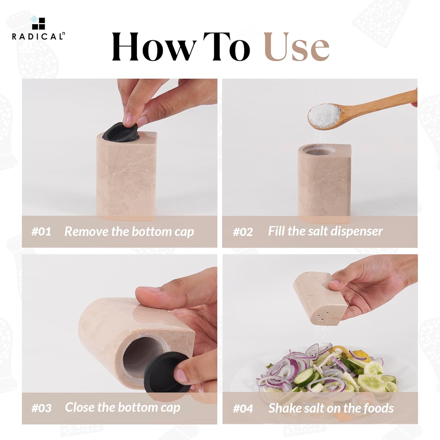 Radicaln Marble Salt Pepper Set With Tray