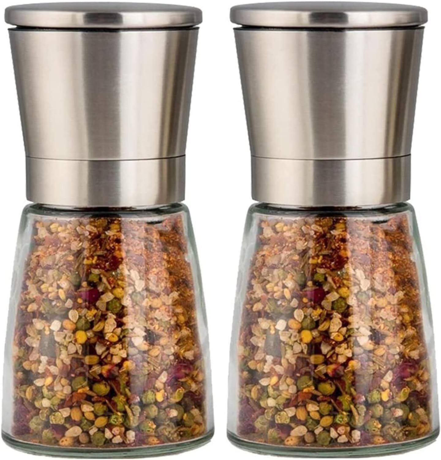 Refillable Pepper Mill Set with Salt Peppercorn Grinders