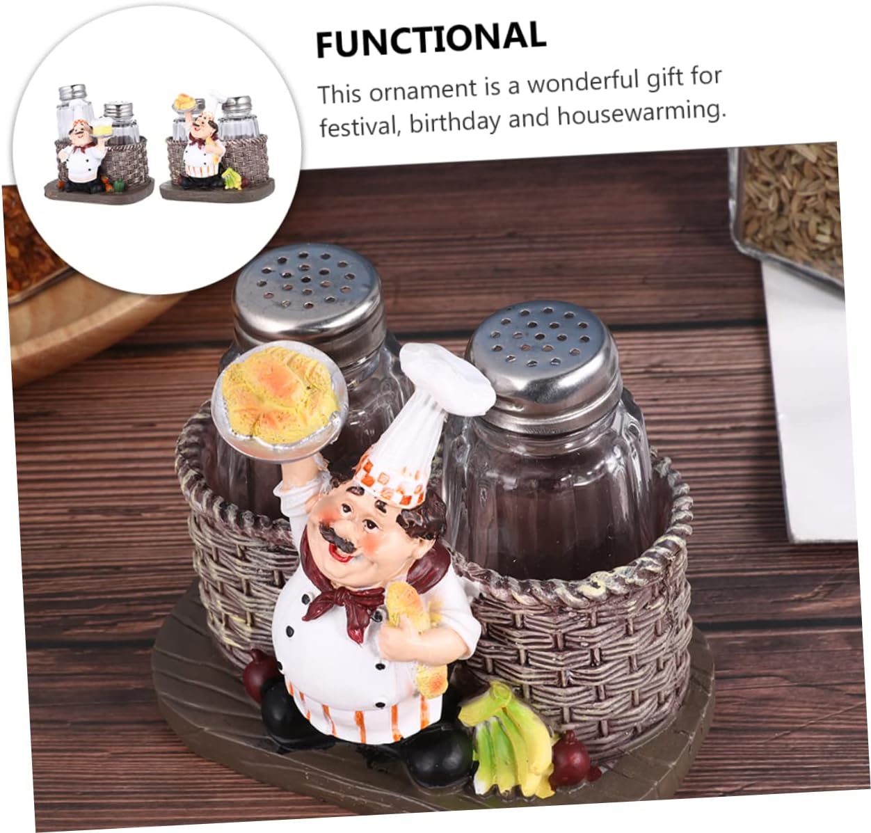 Alipis Salt and Pepper Shaker Set with Chef Statue