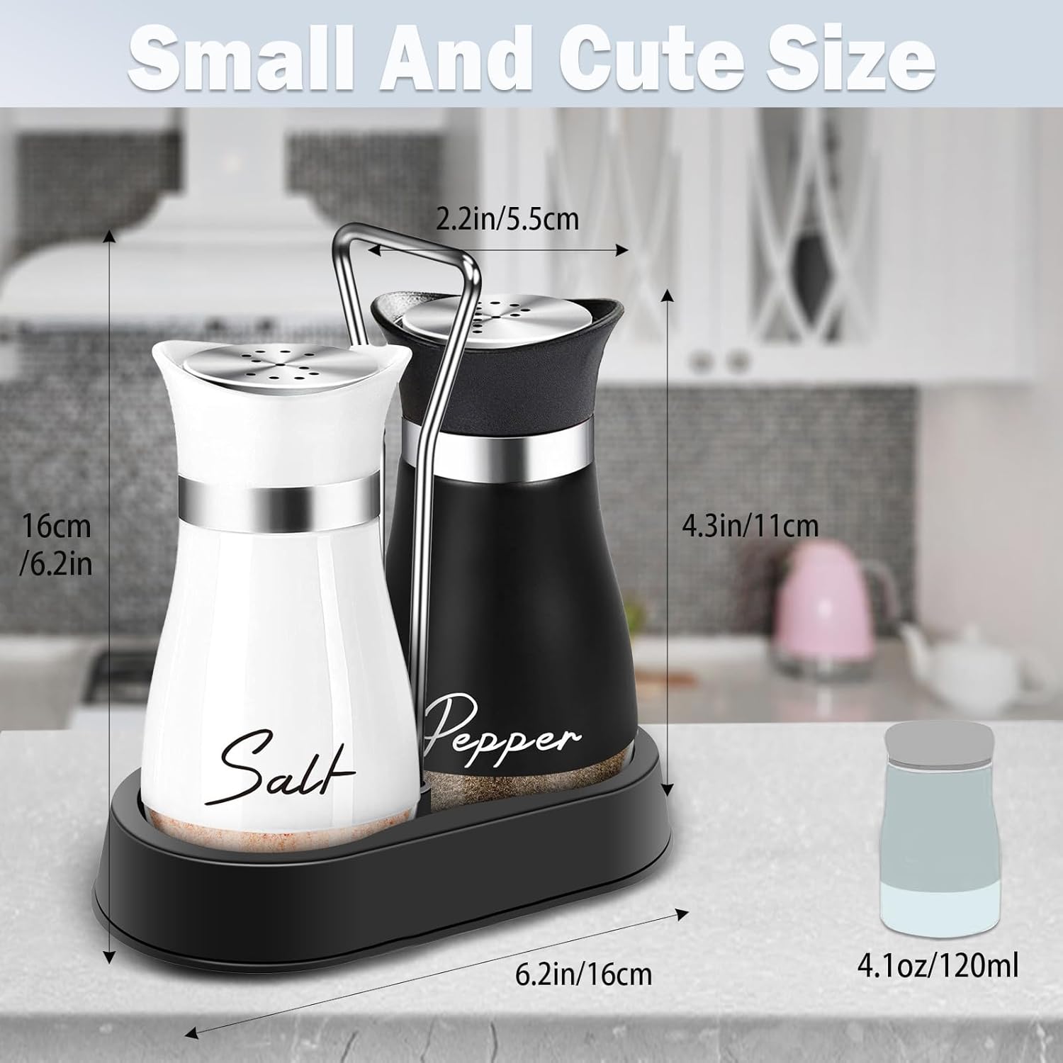 EOREA Black White Salt Pepper Shakers Set
