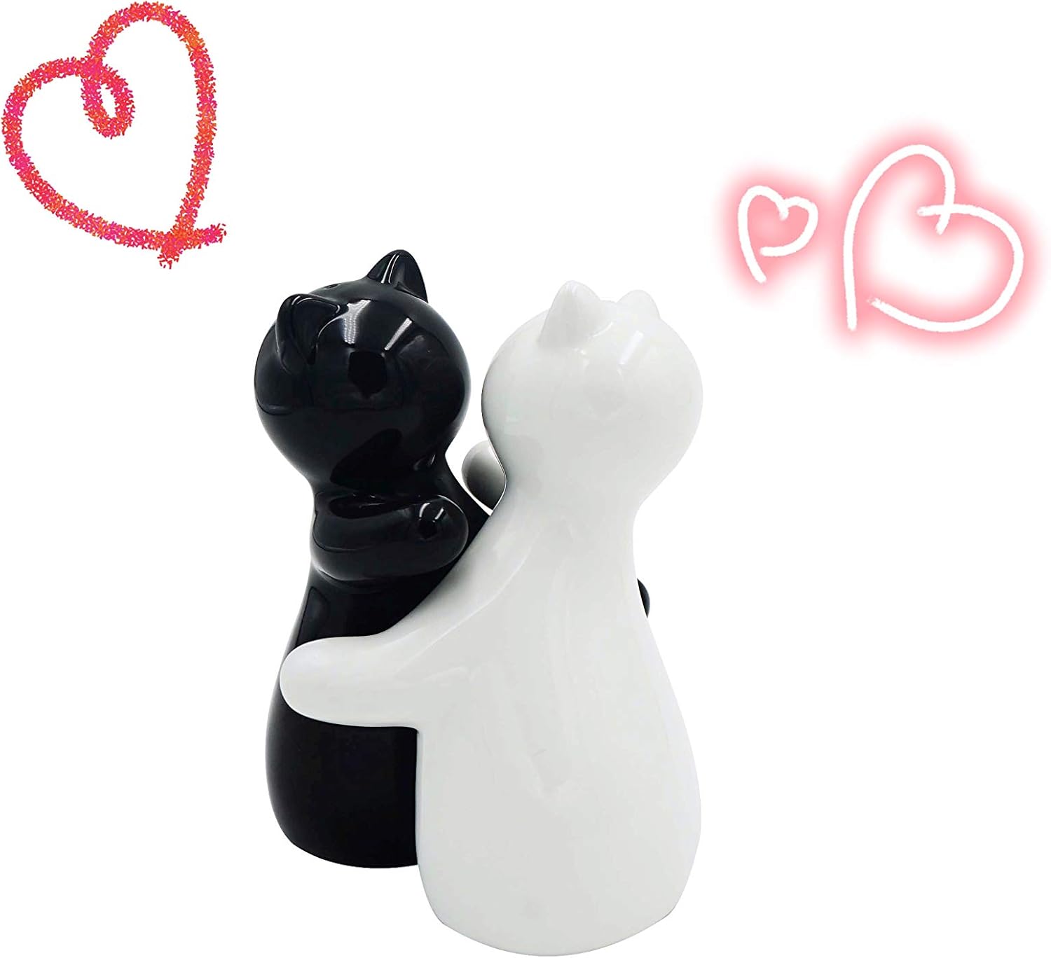 Holitika Cat Salt Pepper Shakers White Black Couple Set