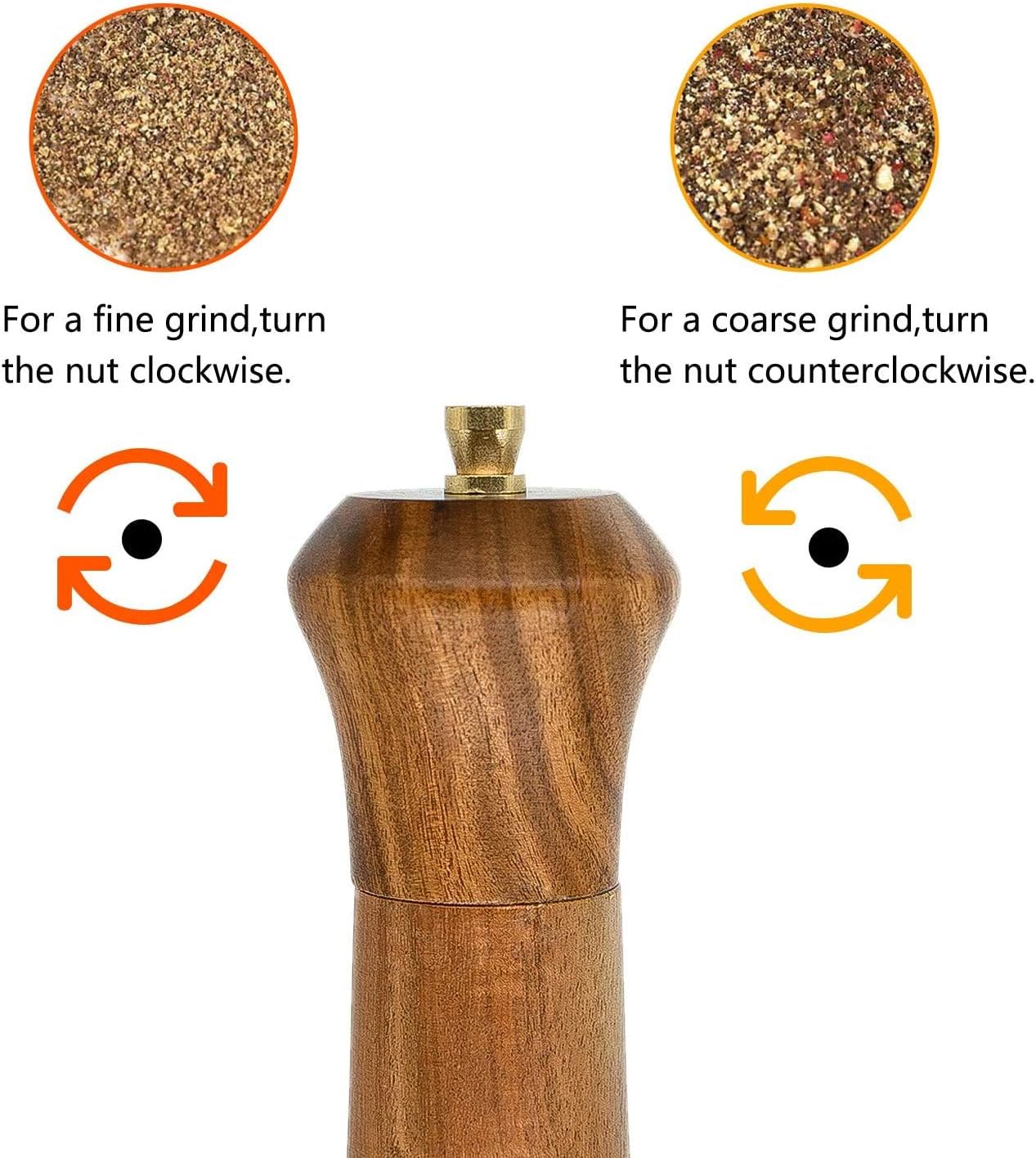 Elegant Acacia Wooden Salt Pepper Mill Set - Perfect Gift