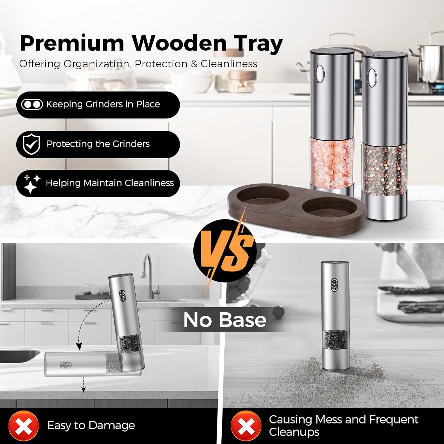 Electric Salt Pepper Grinder Set