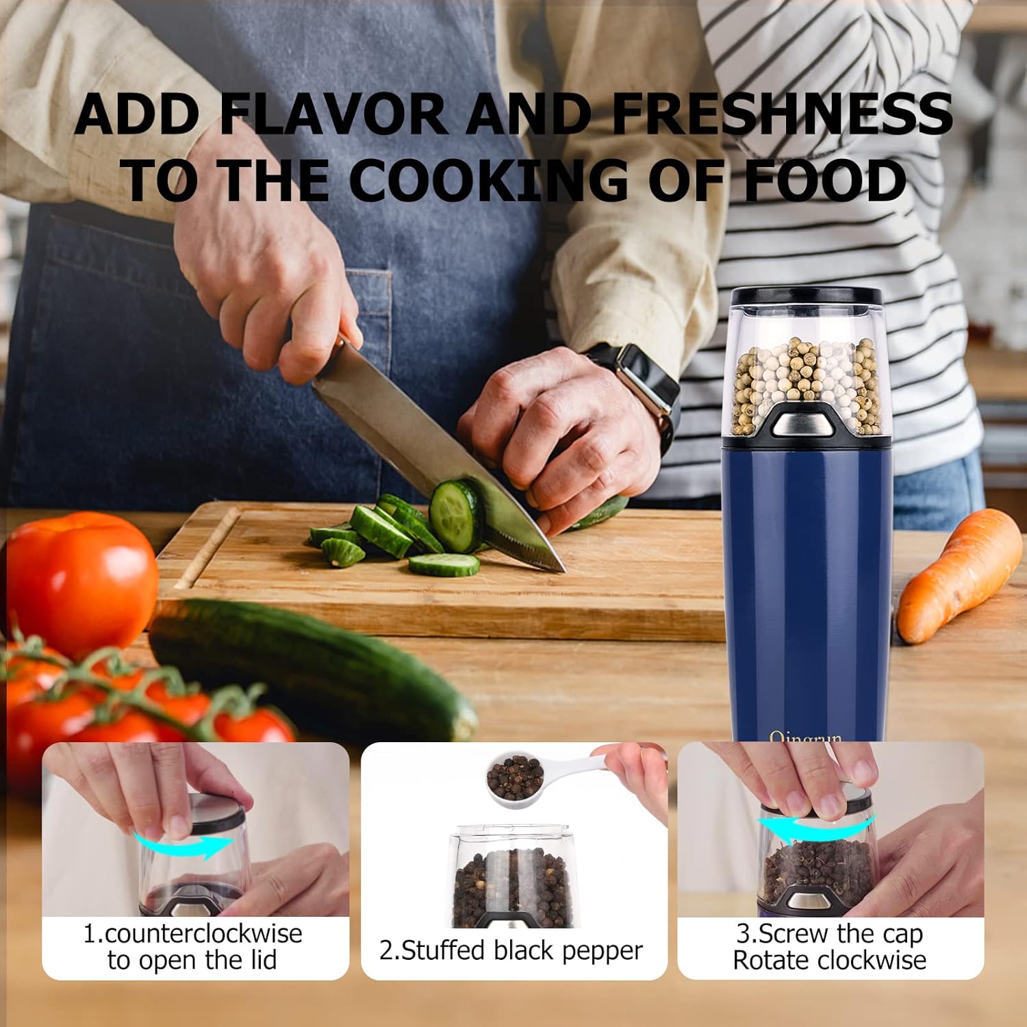 Electric Salt or Pepper Grinder with LED Light