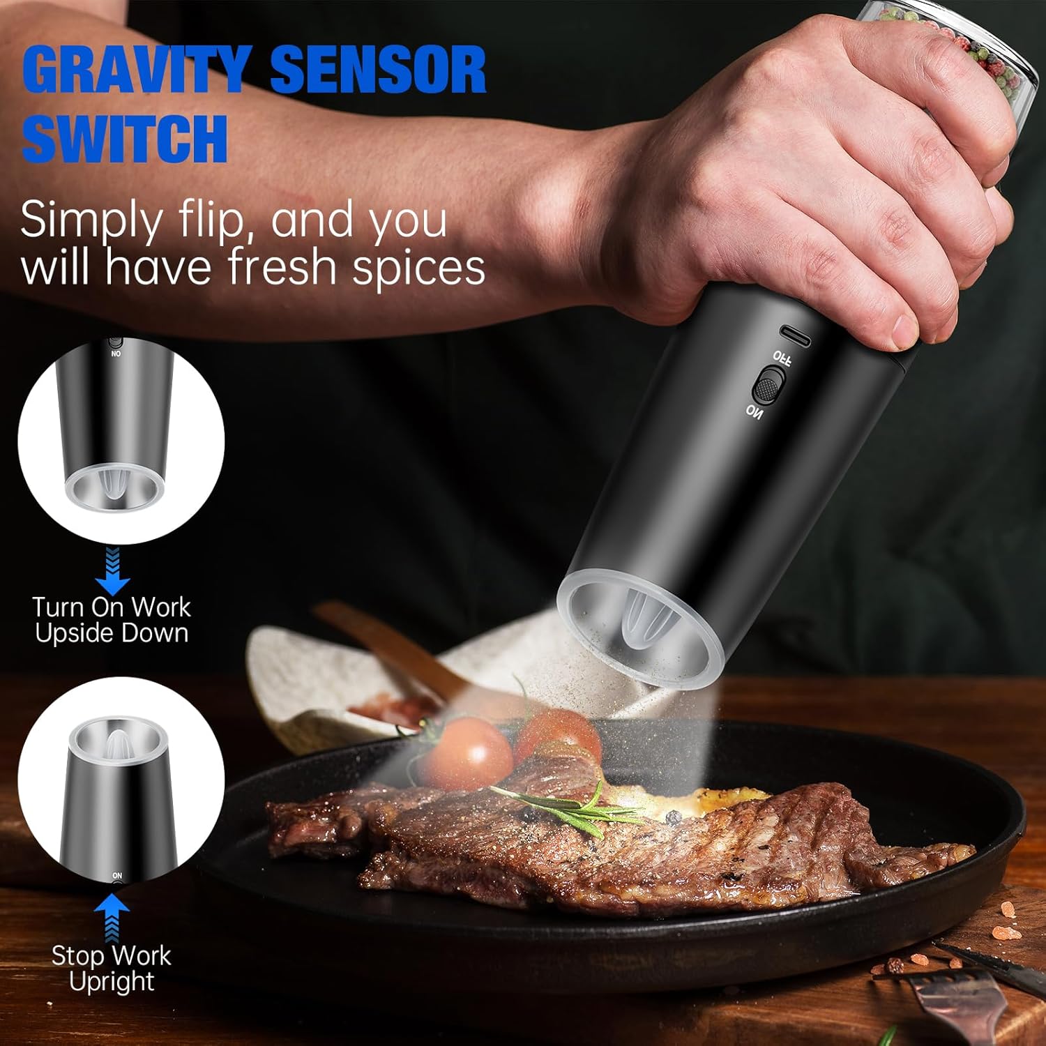 Gravity Electric Salt and Pepper Grinder Set - True 2-Pack