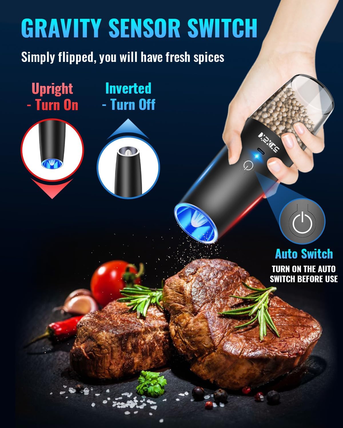 Sweet Alice Rechargeable Electric Pepper and Salt Grinder Set