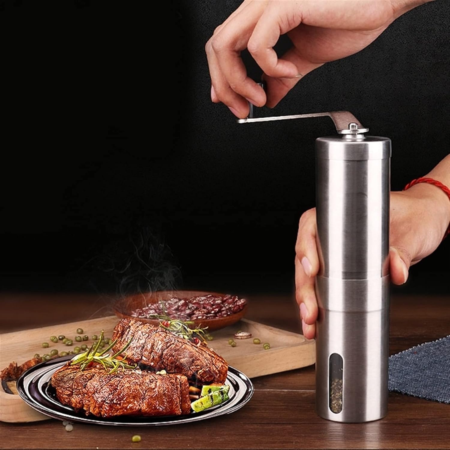 Stainless Steel Salt Pepper Grinder Adjustable Portable Kitchen Tool