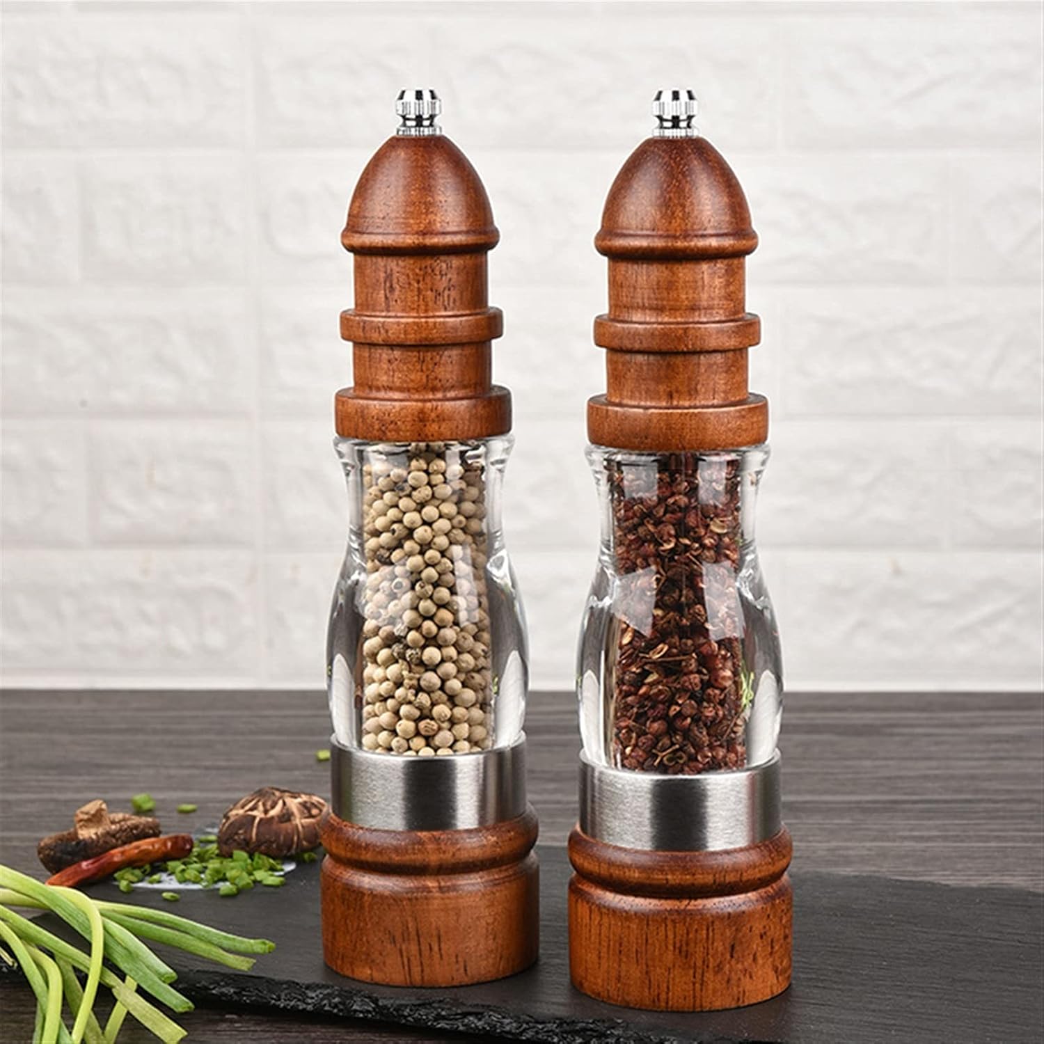 Adjustable Wooden Salt and Pepper Mill Set