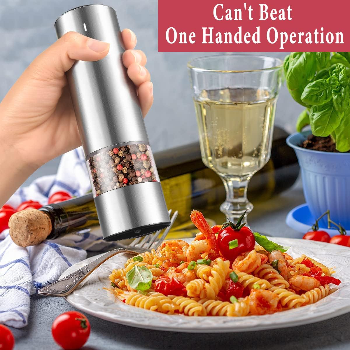 KESTD Electric Pepper Grinder USB Rechargeable Premium Build Durable Modern Design