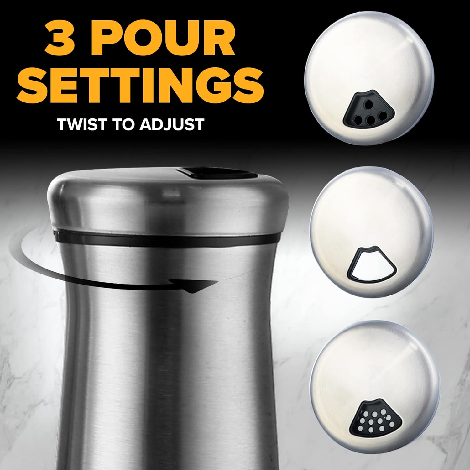 SP HOME GOODS Salt Pepper Shaker Set - Stainless Steel Glass