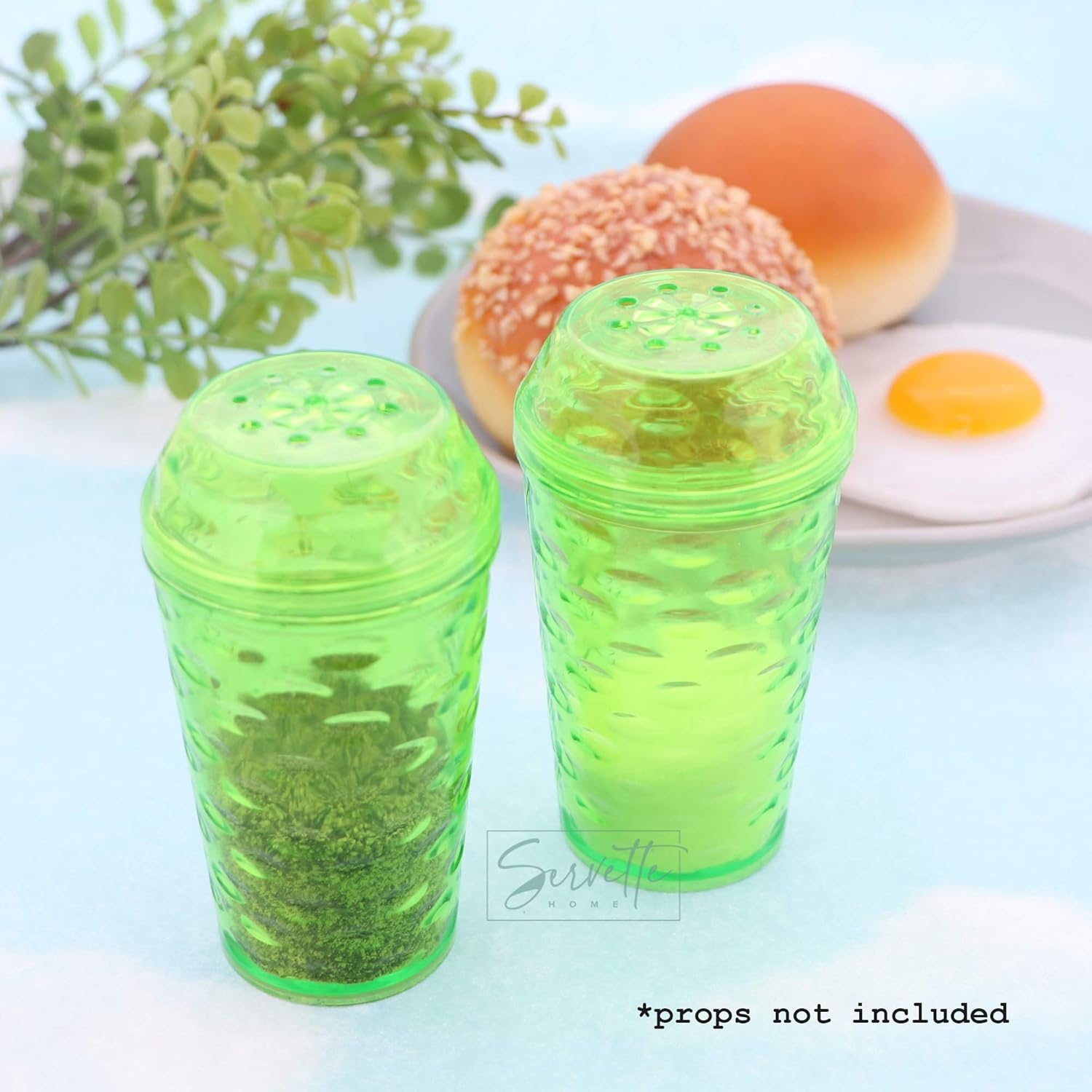 Clear Plastic Salt and Pepper Shaker Set Green
