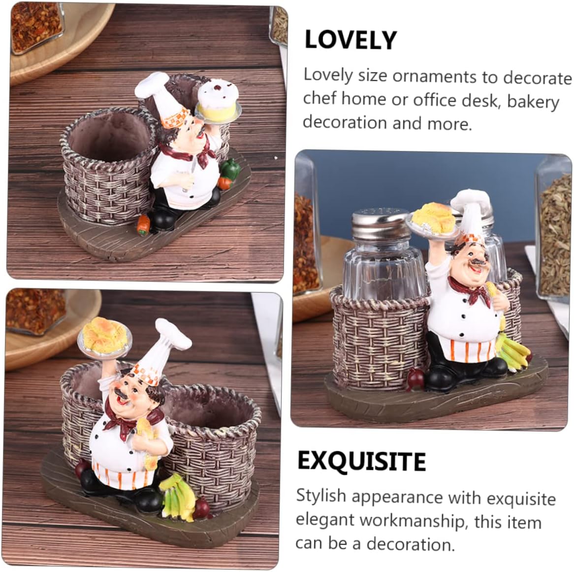 LABRIMP Resin Chef Salt Pepper Shaker Set