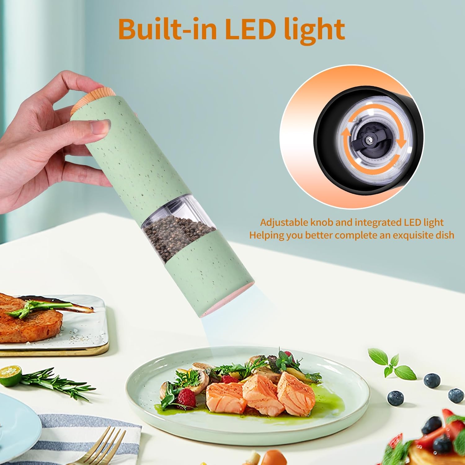 Compact Elegant Salt Pepper Grinder Set 2