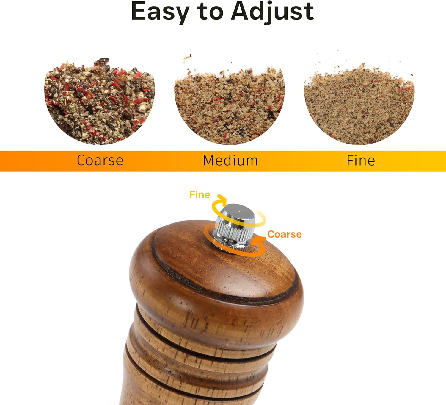 Premium Oak Wood Salt and Pepper Grinders Set