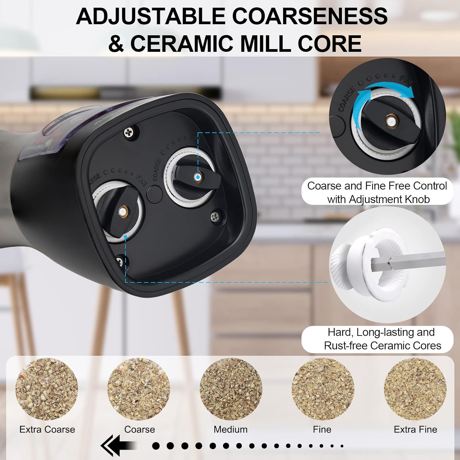 Efficiently Grind Salt Pepper with Intuitive Controls
