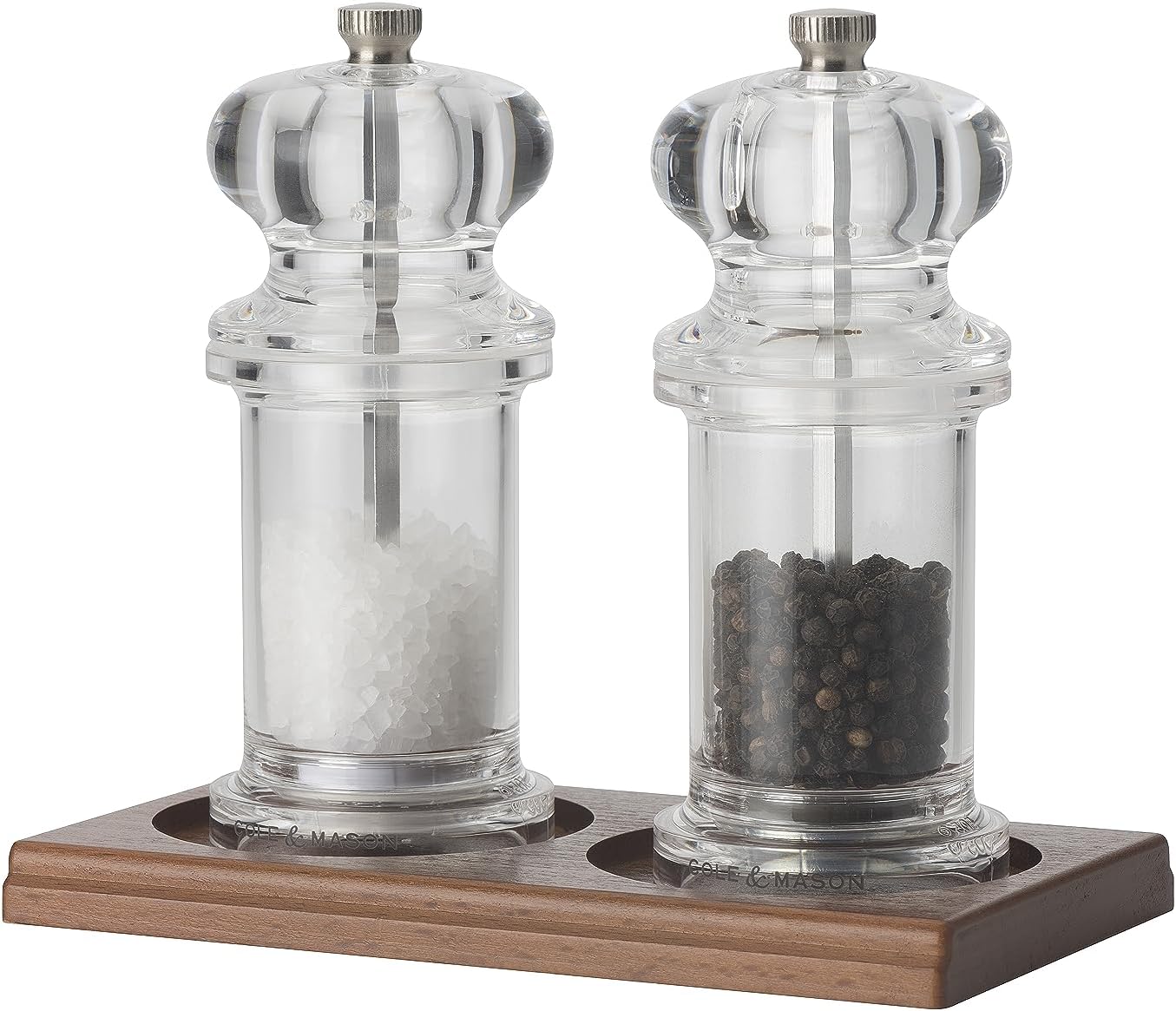Cole Mason Salt Pepper Mill Tray Brown Wood