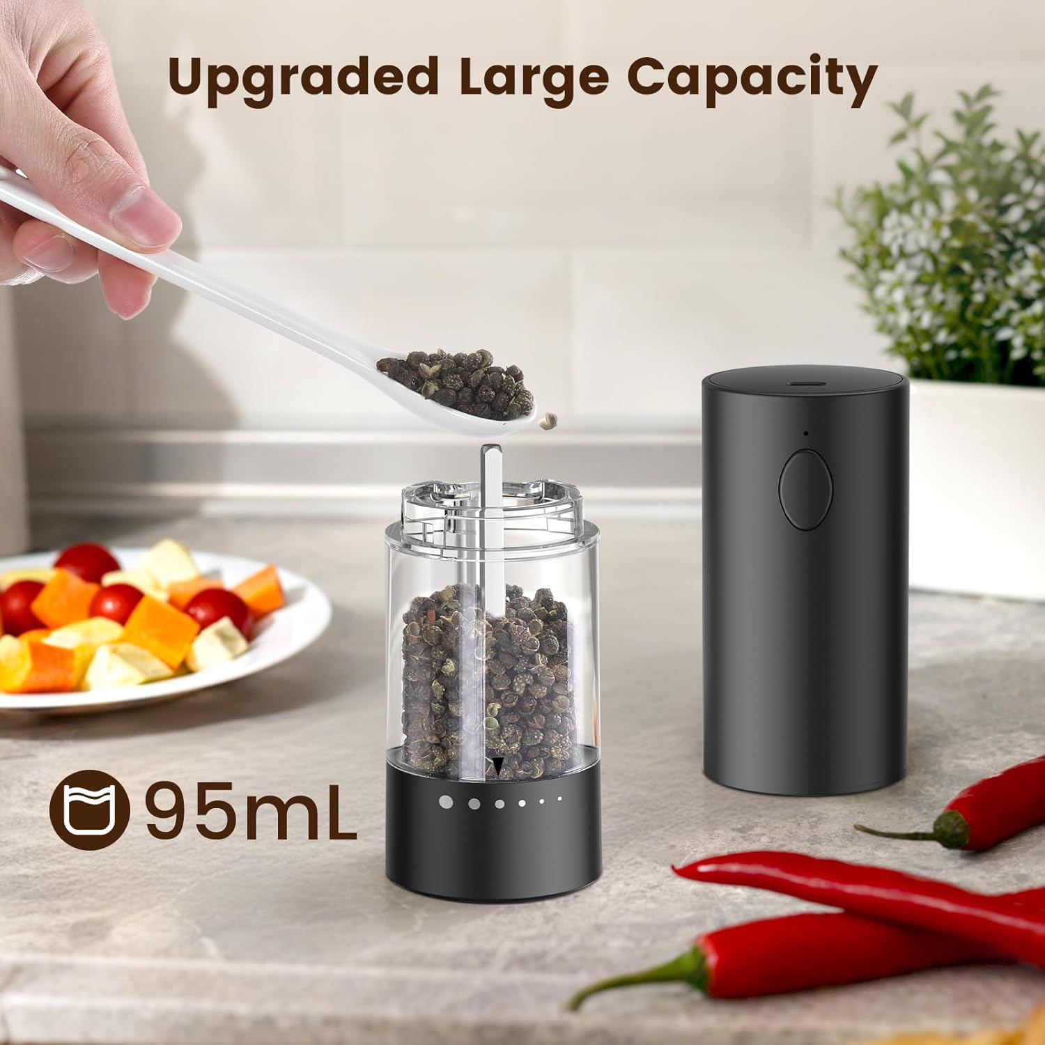 Bright LED Electric Salt and Pepper Set