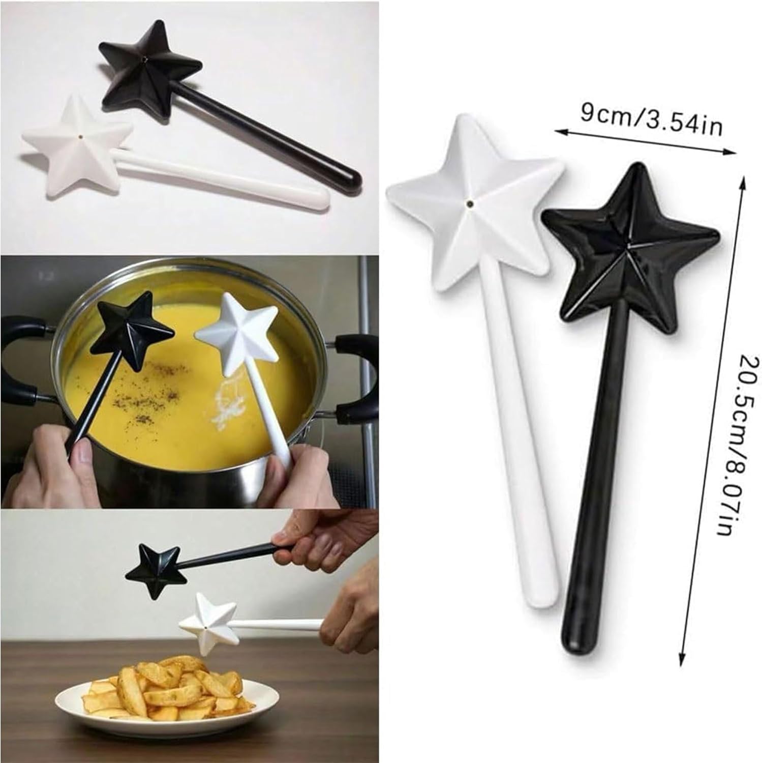 Two-Piece Black White Salt Pepper Wand Shakers