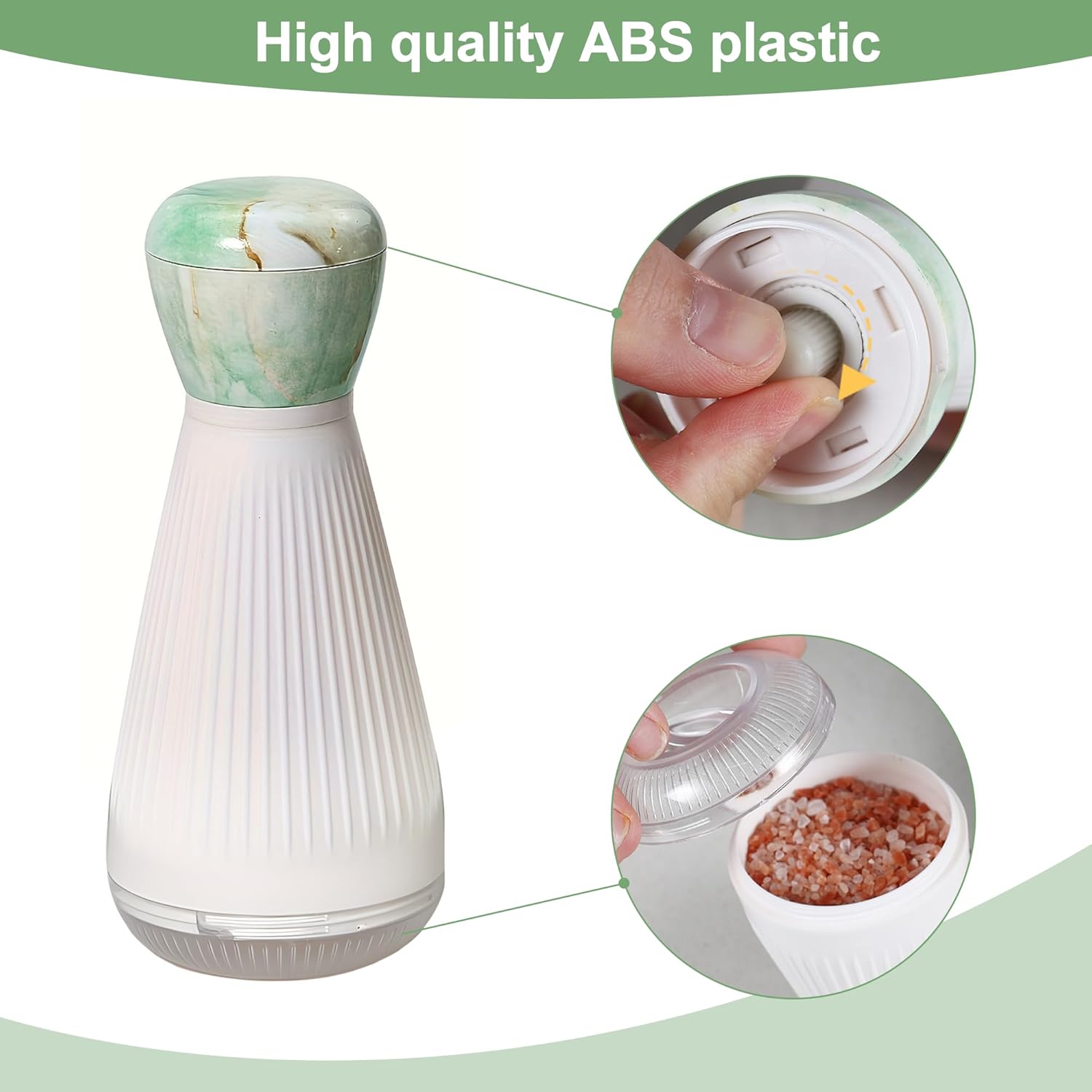 Adjustable Salt Pepper Mill Set Refillable with Wooden Tray