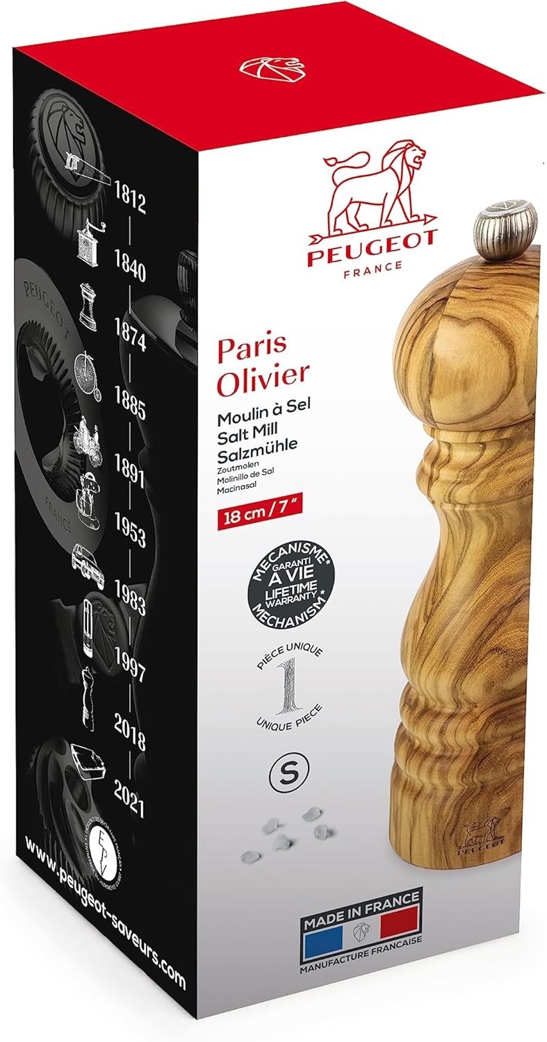 Premium Olive Wood Salt Mill Eco-Friendly French-Designed
