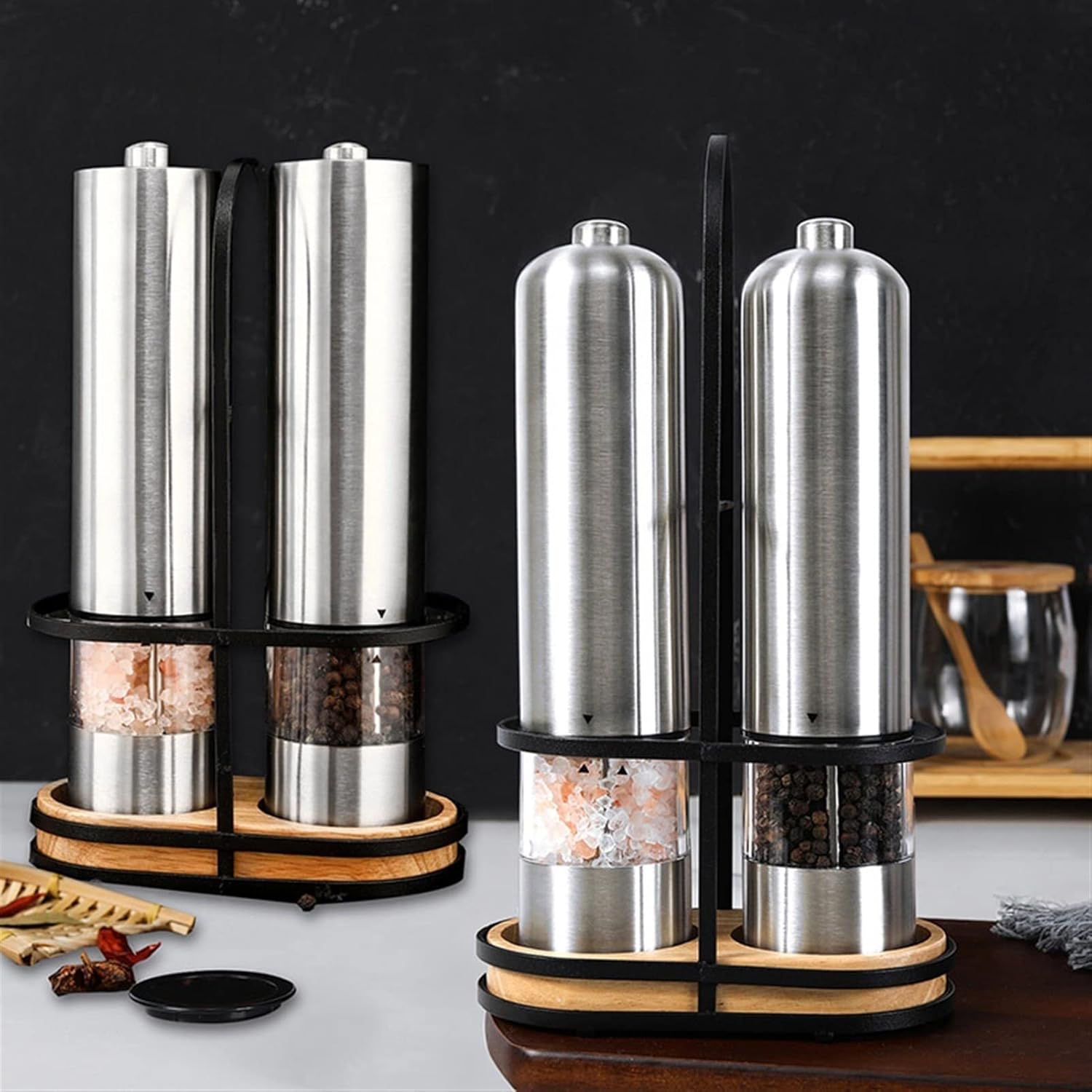 Stainless Steel Electric Salt Pepper Shaker Set