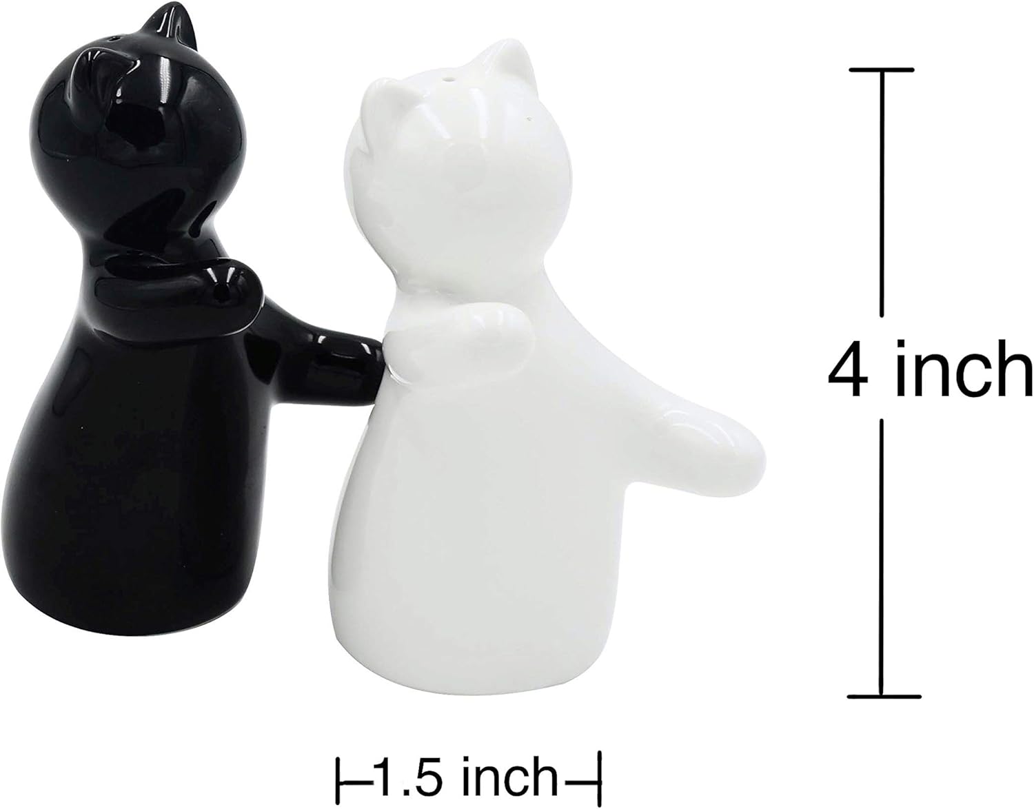 Holitika Cat Salt Pepper Shakers White Black Couple Set