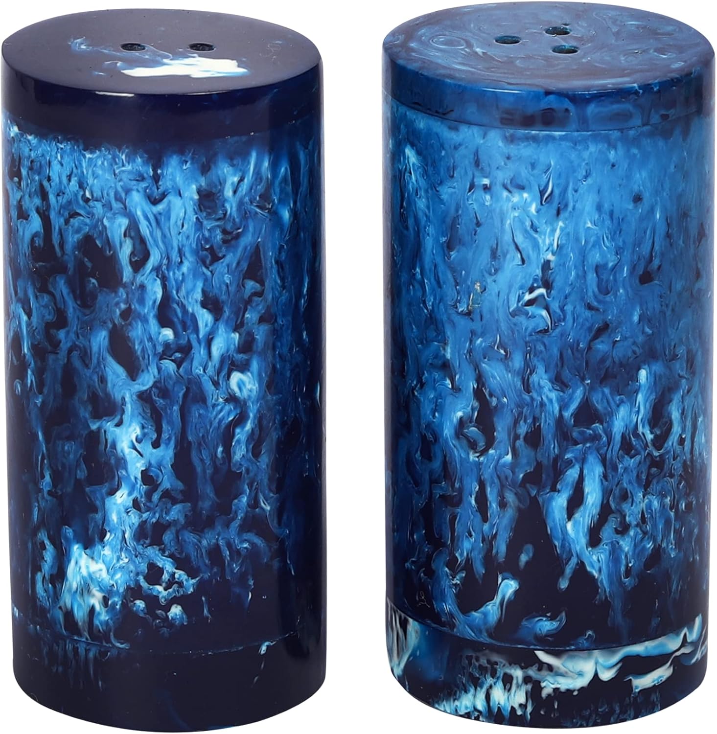 Natural Horn Salt and Pepper Shakers Set of 2 Blue