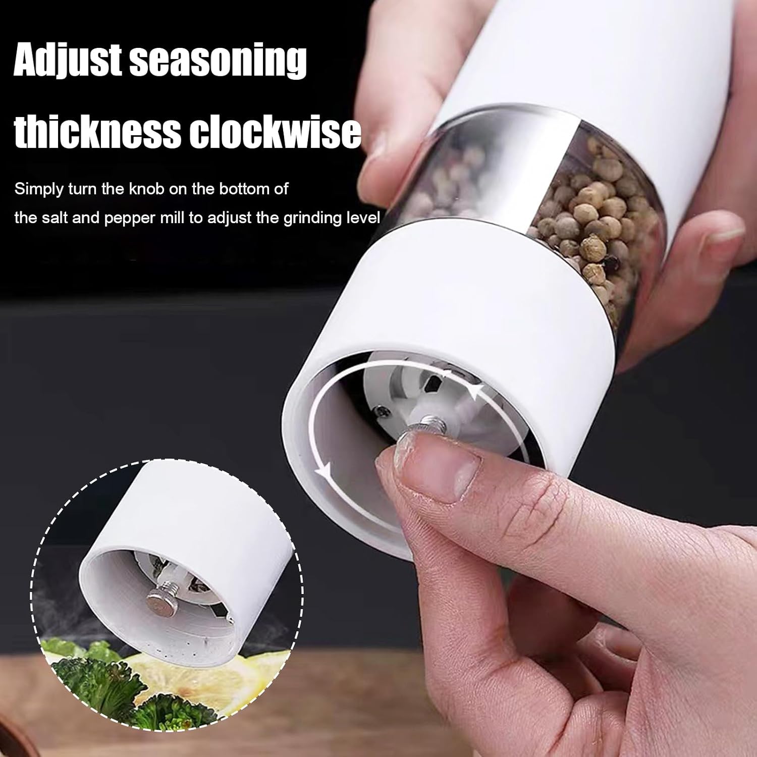 Double Function Salt Pepper Grinder Set - Effortlessly Grind Your Favorite Spices