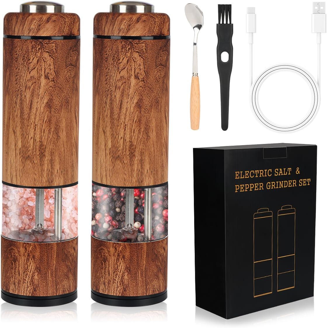 Zoolc Electric Salt Pepper Grinder Rechargeable Set
