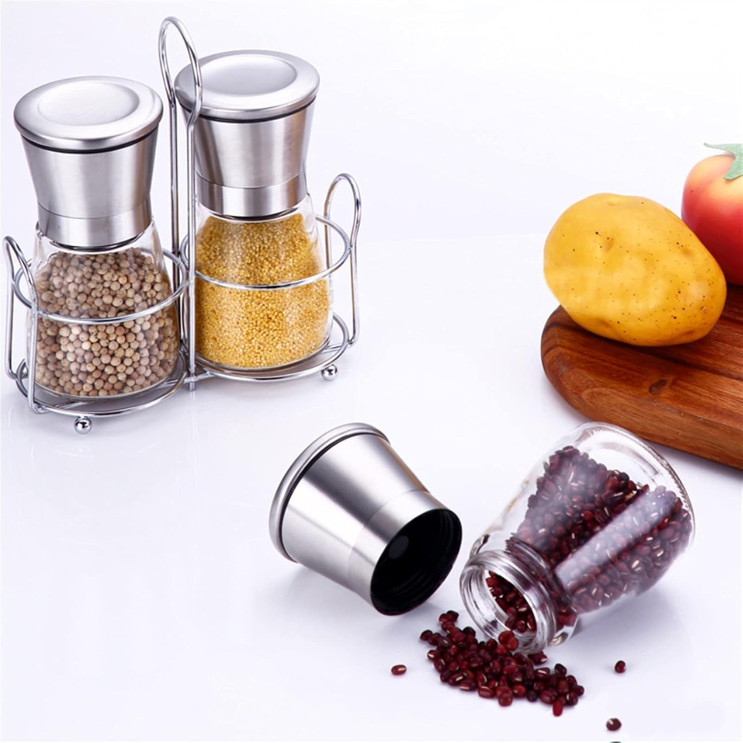 LEIXIUSM Pepper Shaker Mill Grinder with Holder