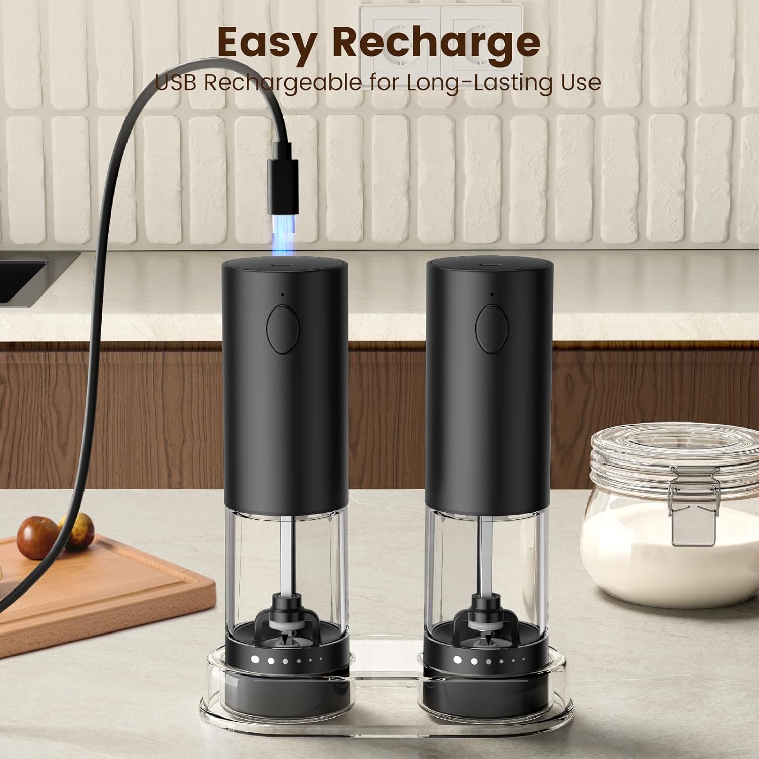 Bright LED Electric Salt and Pepper Set