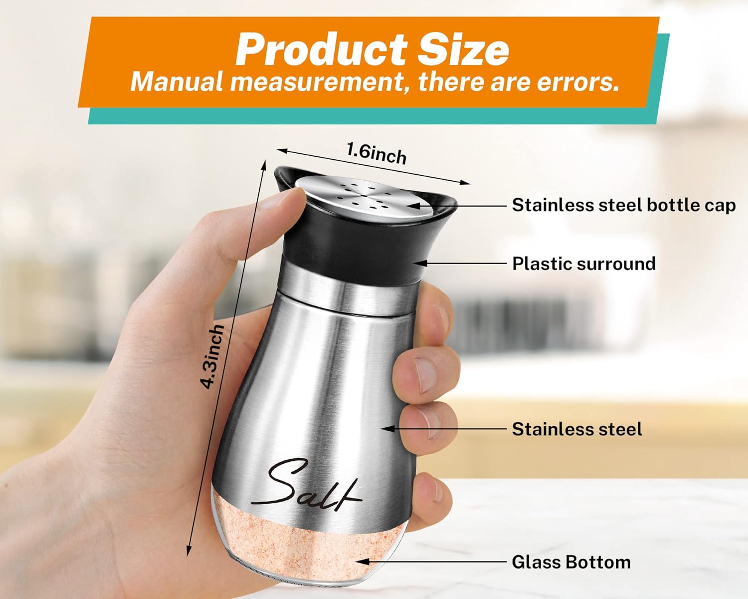 Perfect Salt Pepper Shakers Set for Home Kitchen in Silver