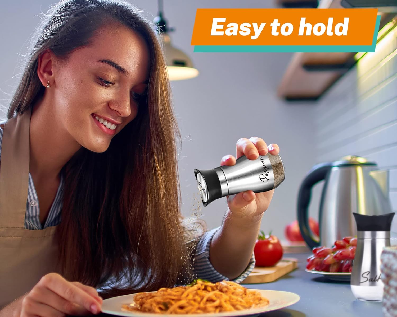 Perfect Salt Pepper Shakers Set for Home Kitchen in Silver