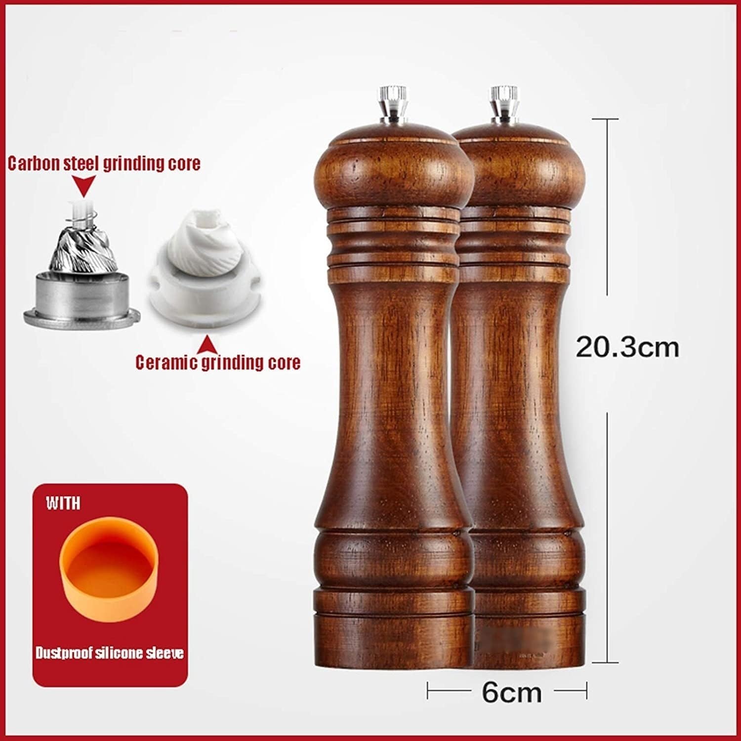 Stylish Set of Wooden Salt and Pepper Grinders - Premium Oak with Adjustable Mechanism