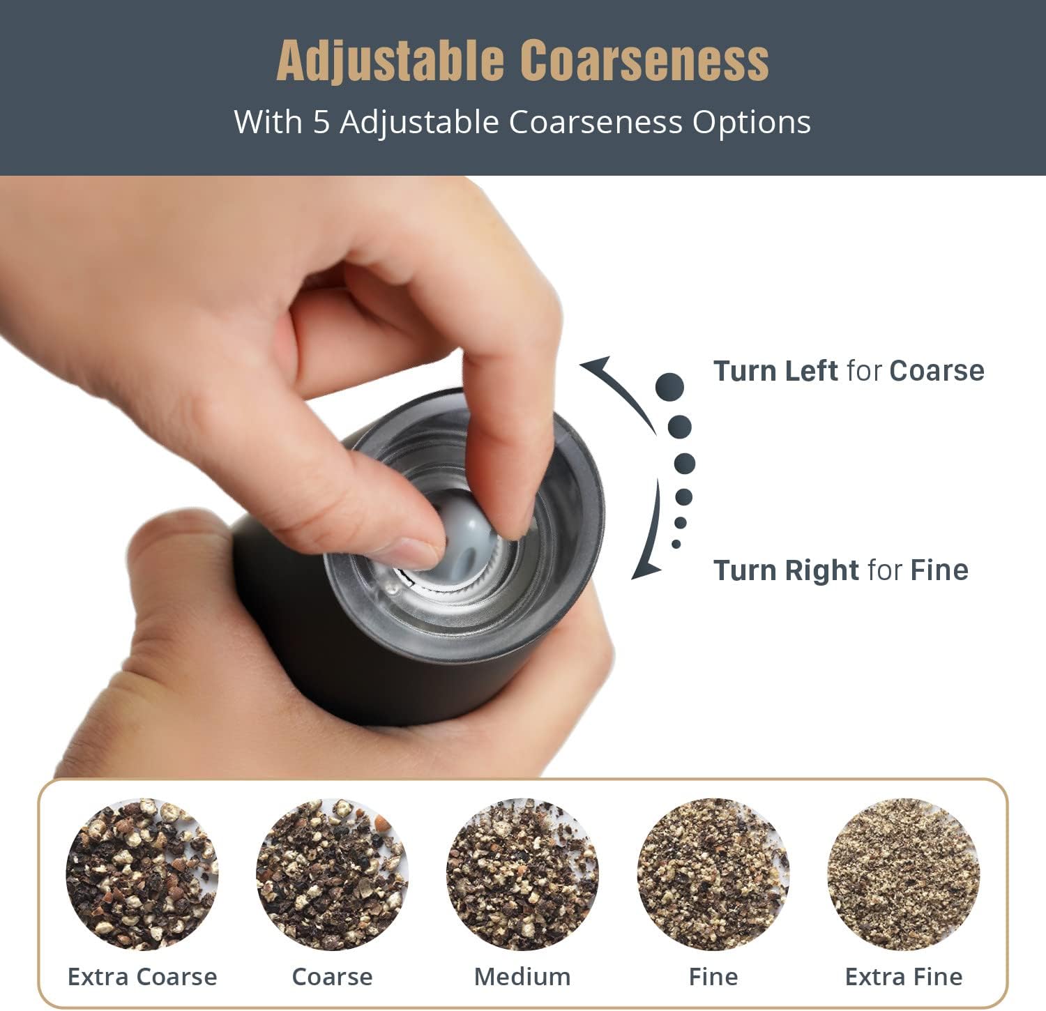 Compact Lightweight Salt Pepper Mill Set