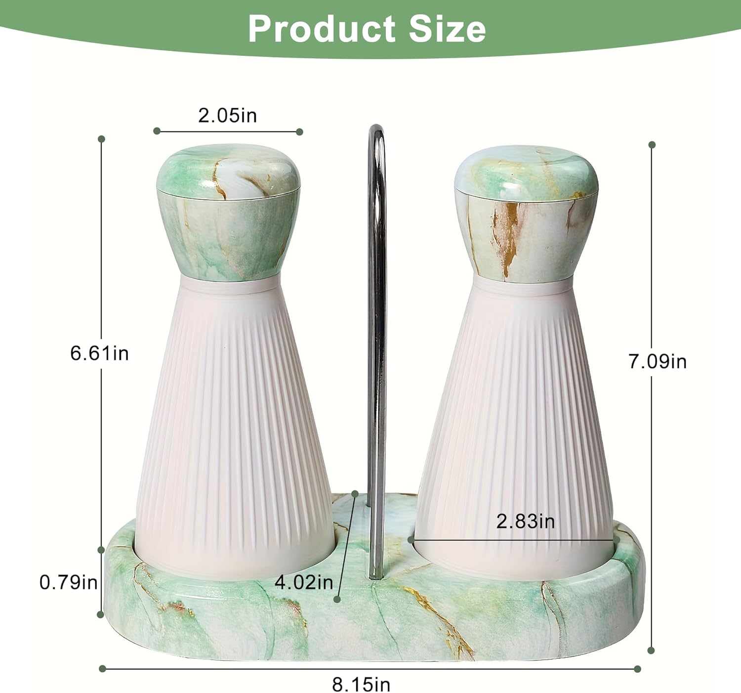 Adjustable Salt Pepper Mill Set Refillable with Wooden Tray