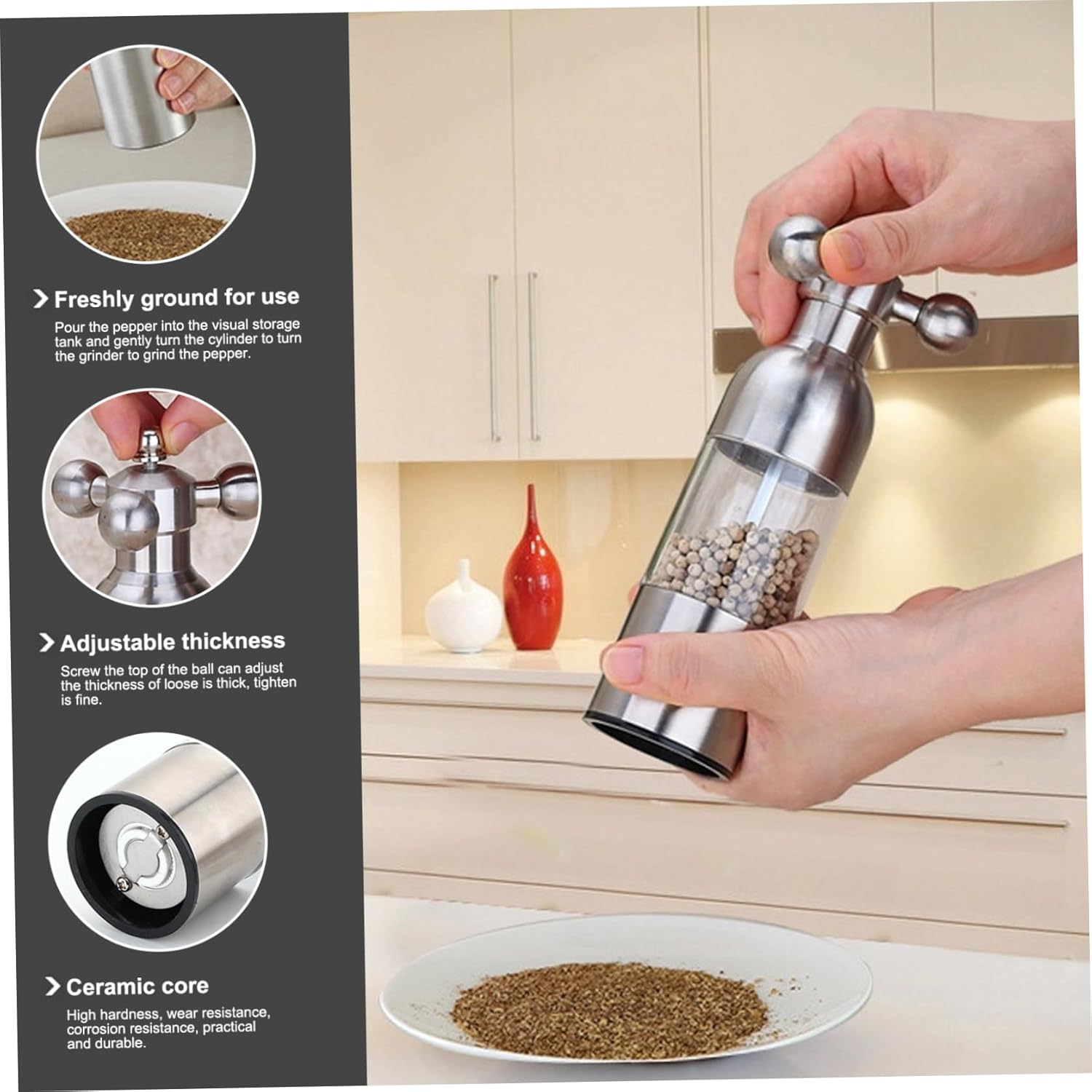 Adjustable Salt Pepper Grinders Elegant Practical for Home Chefs