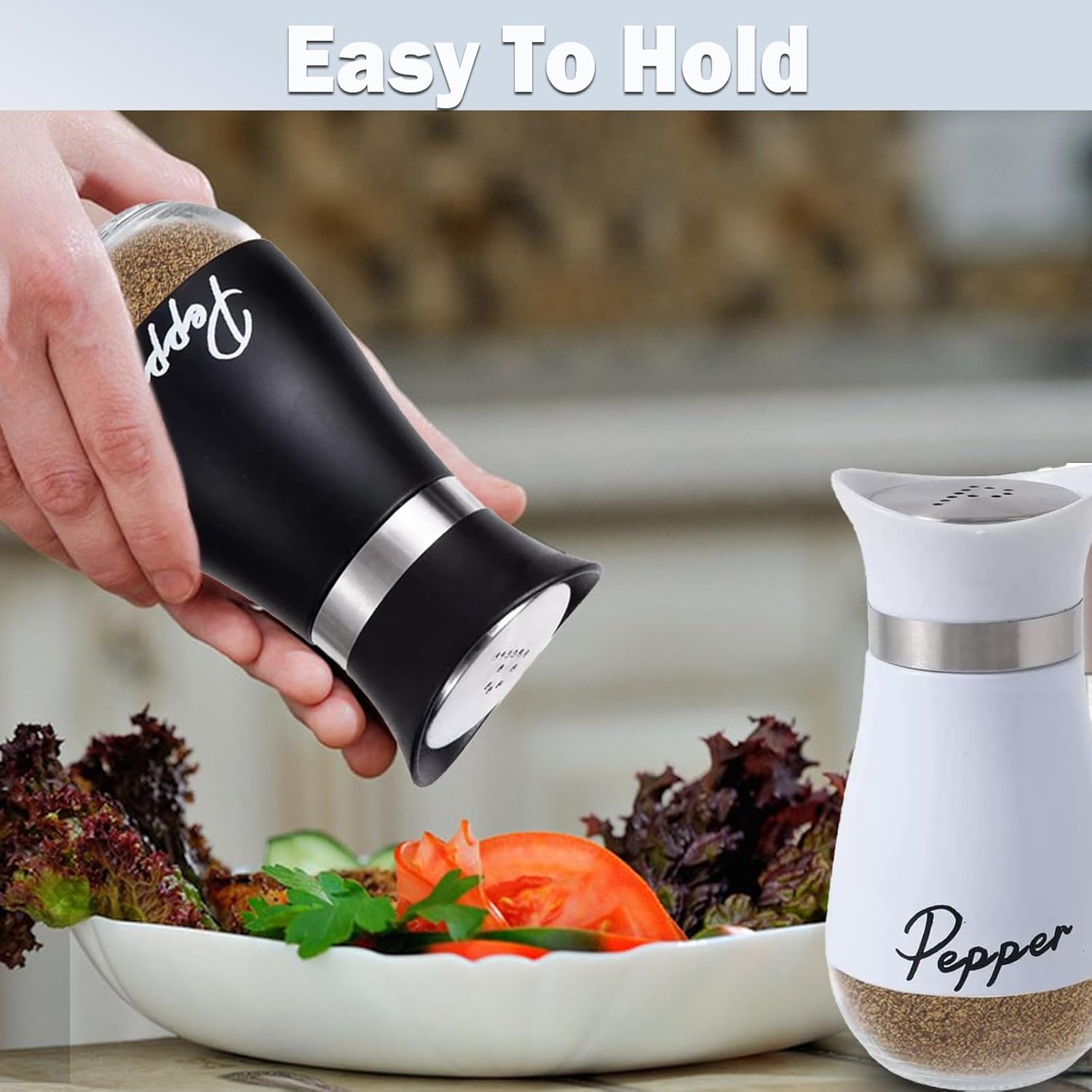EOREA Black White Salt Pepper Shakers Set